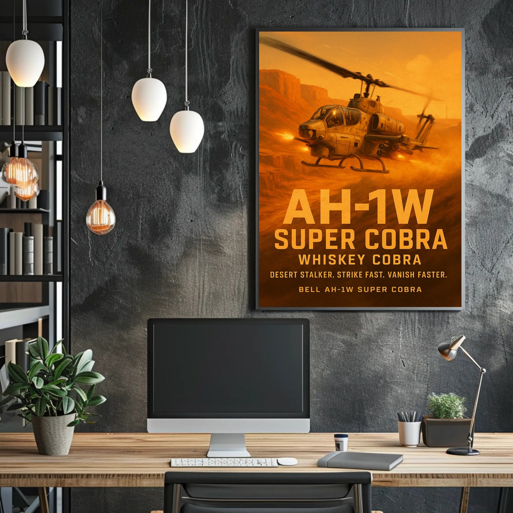 AH-1W Super Cobra in Action Military Recruitment Poster PosterGoat