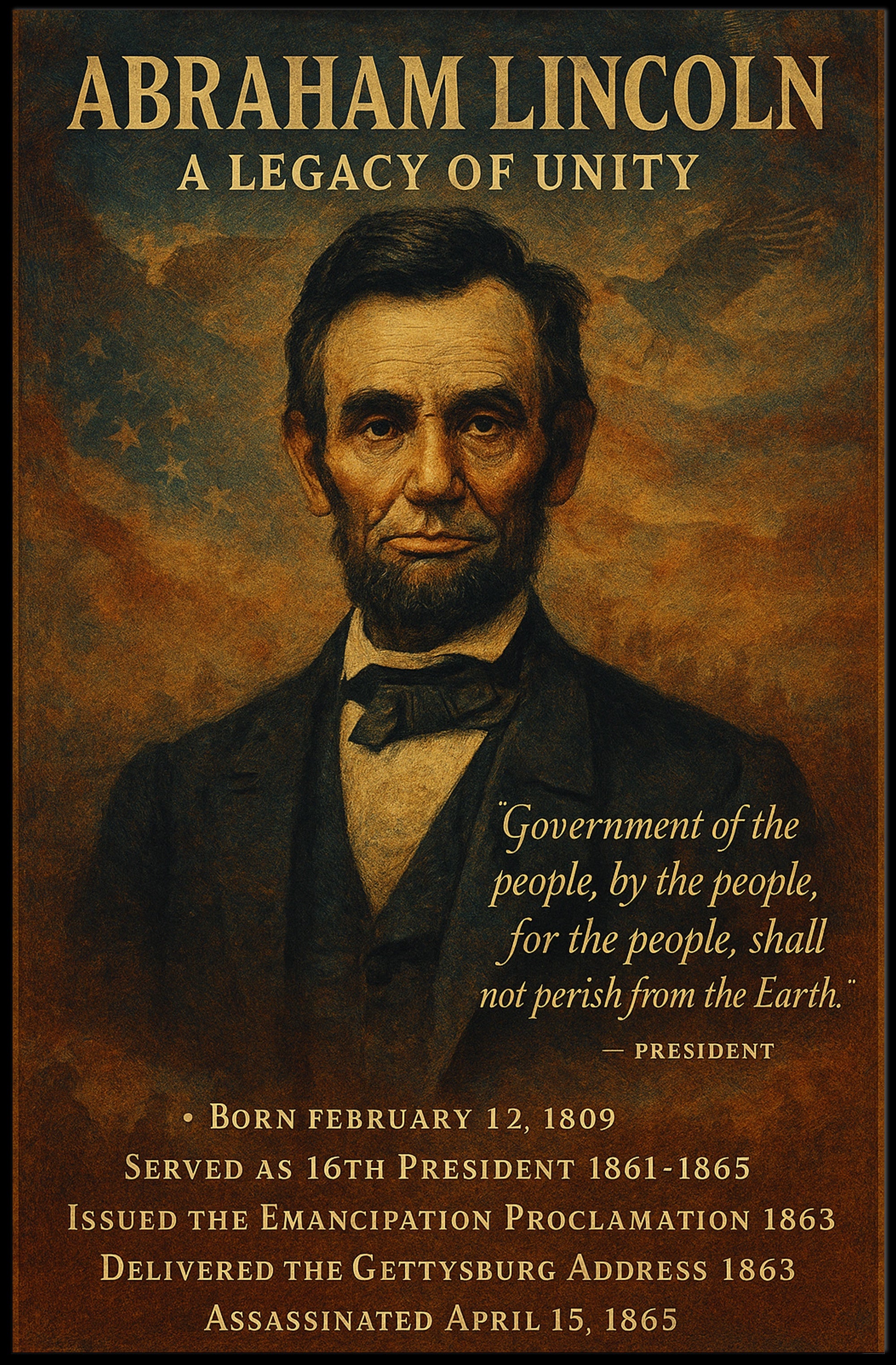 Abraham Lincoln 16th President Poster PosterGoat