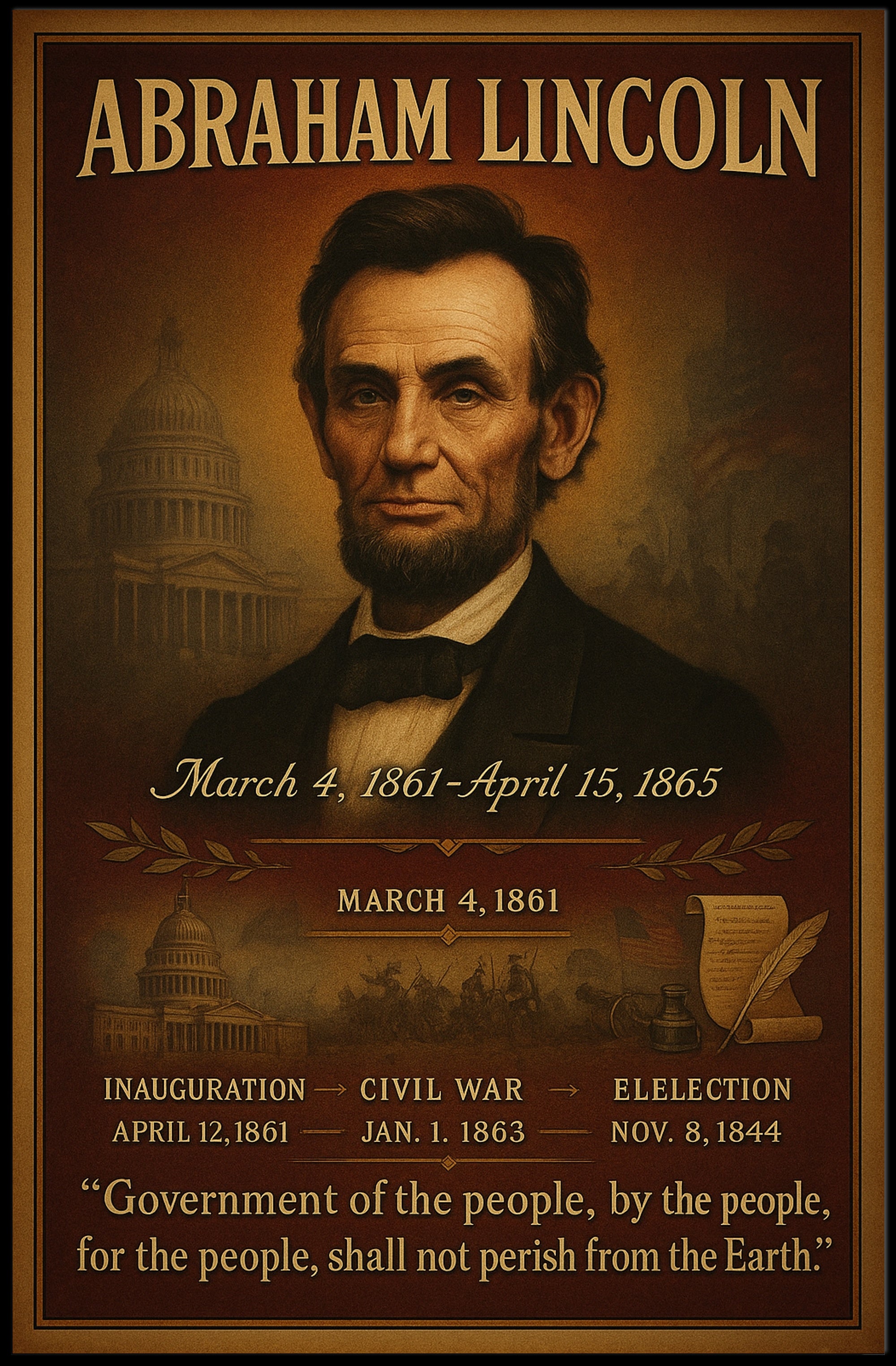 Abraham Lincoln 16th President Poster PosterGoat
