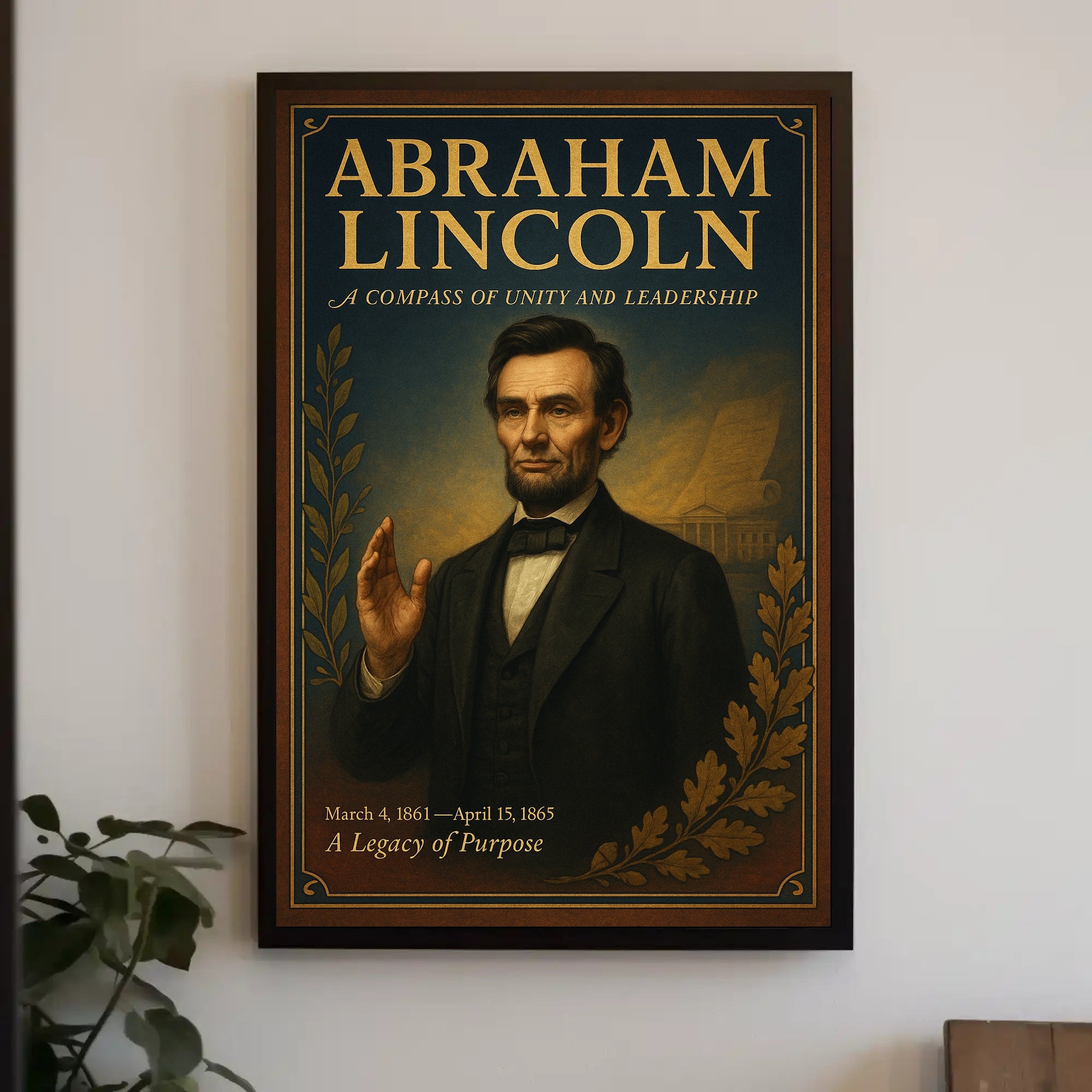 Abraham Lincoln A Compass of Unity and Leadership Poster PosterGoat
