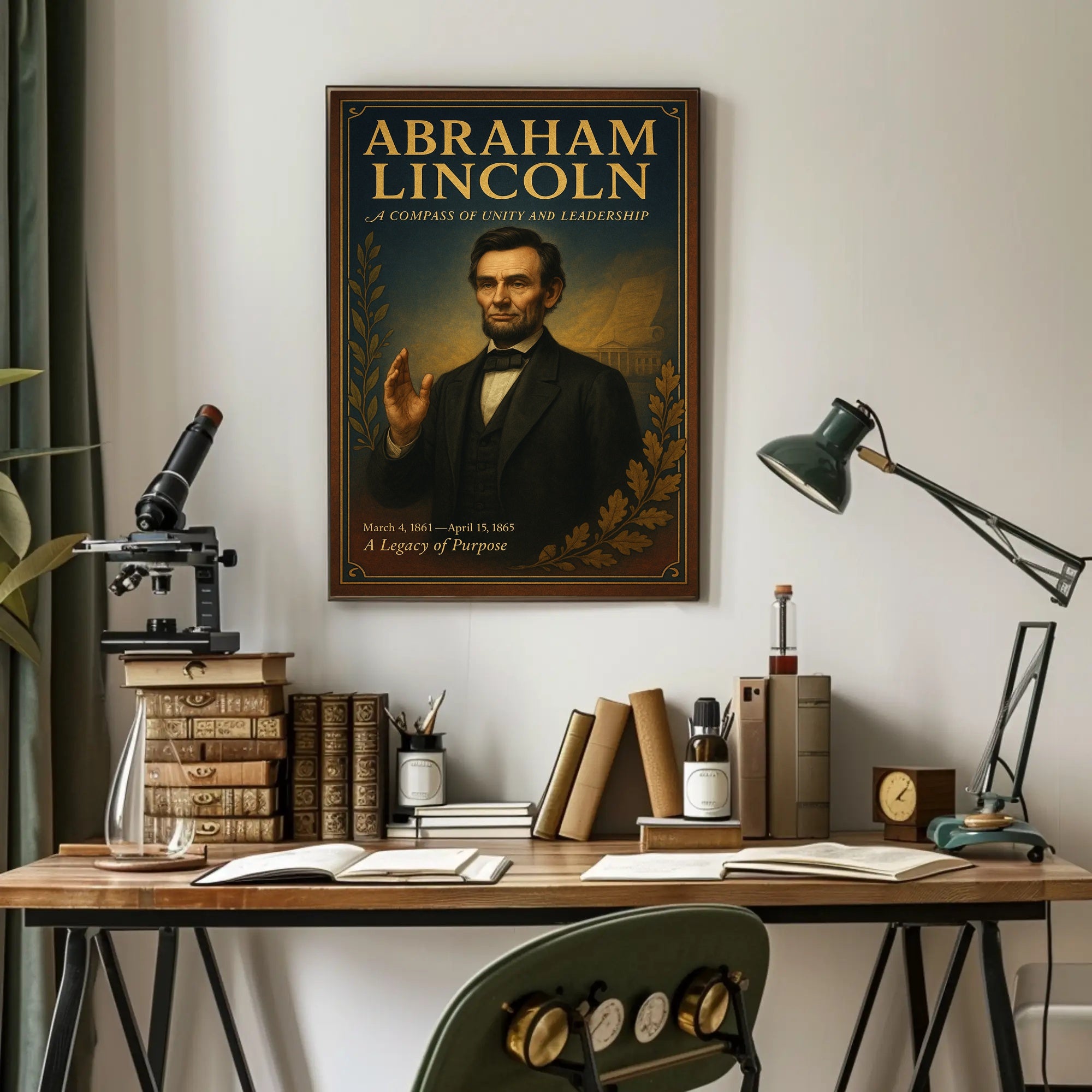 Abraham Lincoln A Compass of Unity and Leadership Poster PosterGoat