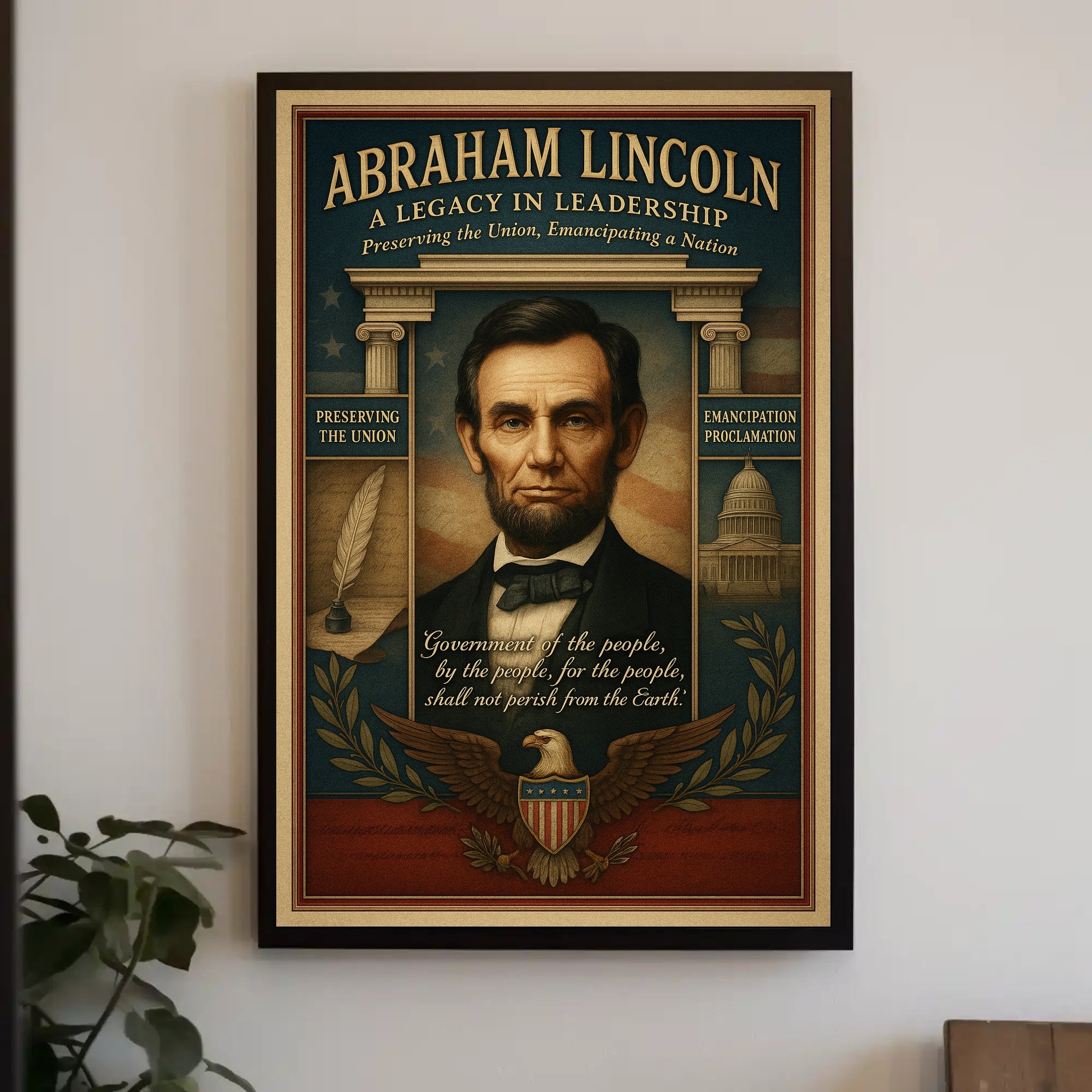 Abraham Lincoln A Legacy in Leadership Poster PosterGoat