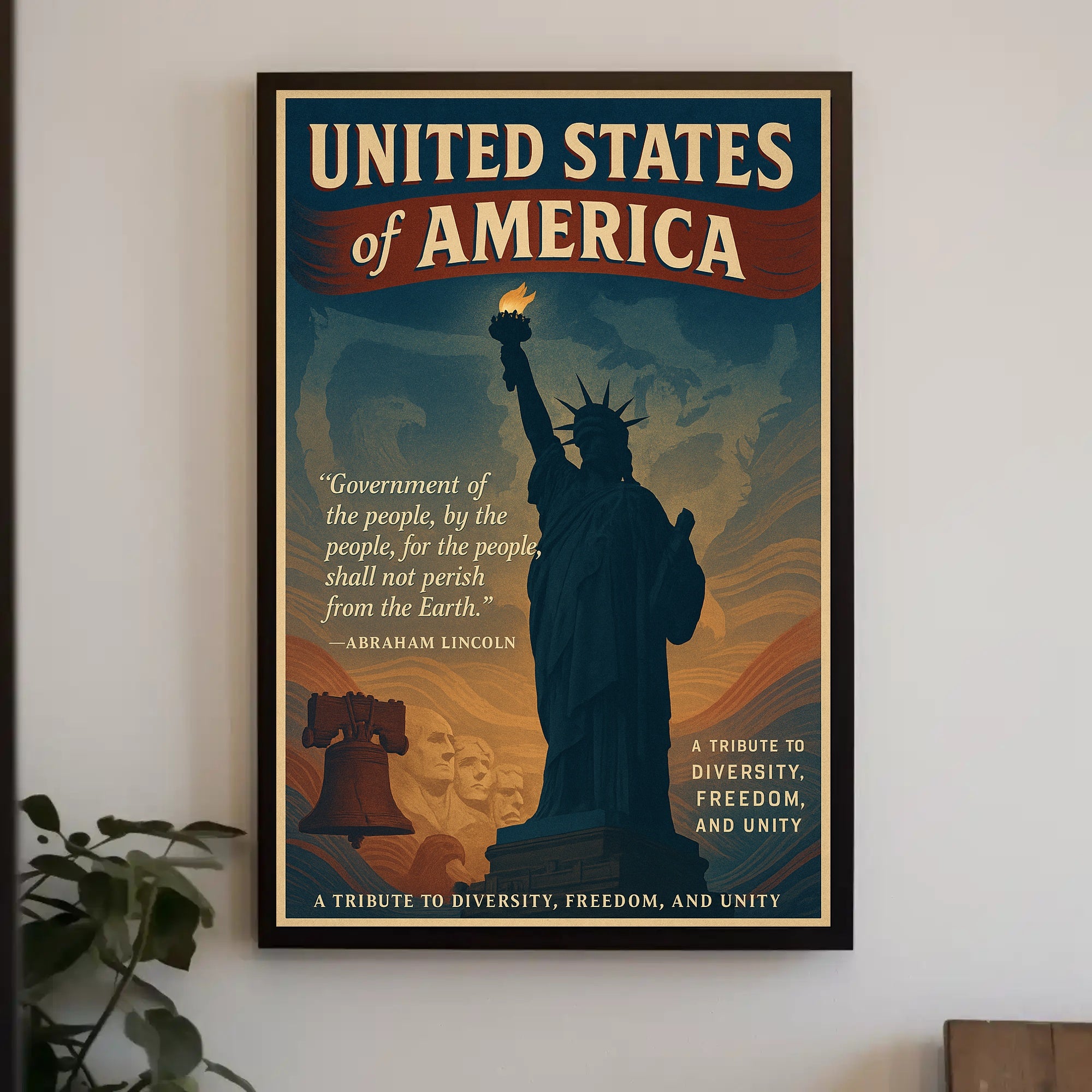 Abraham Lincoln A Tribute to Diversity, Freedom, and Unity Poster PosterGoat