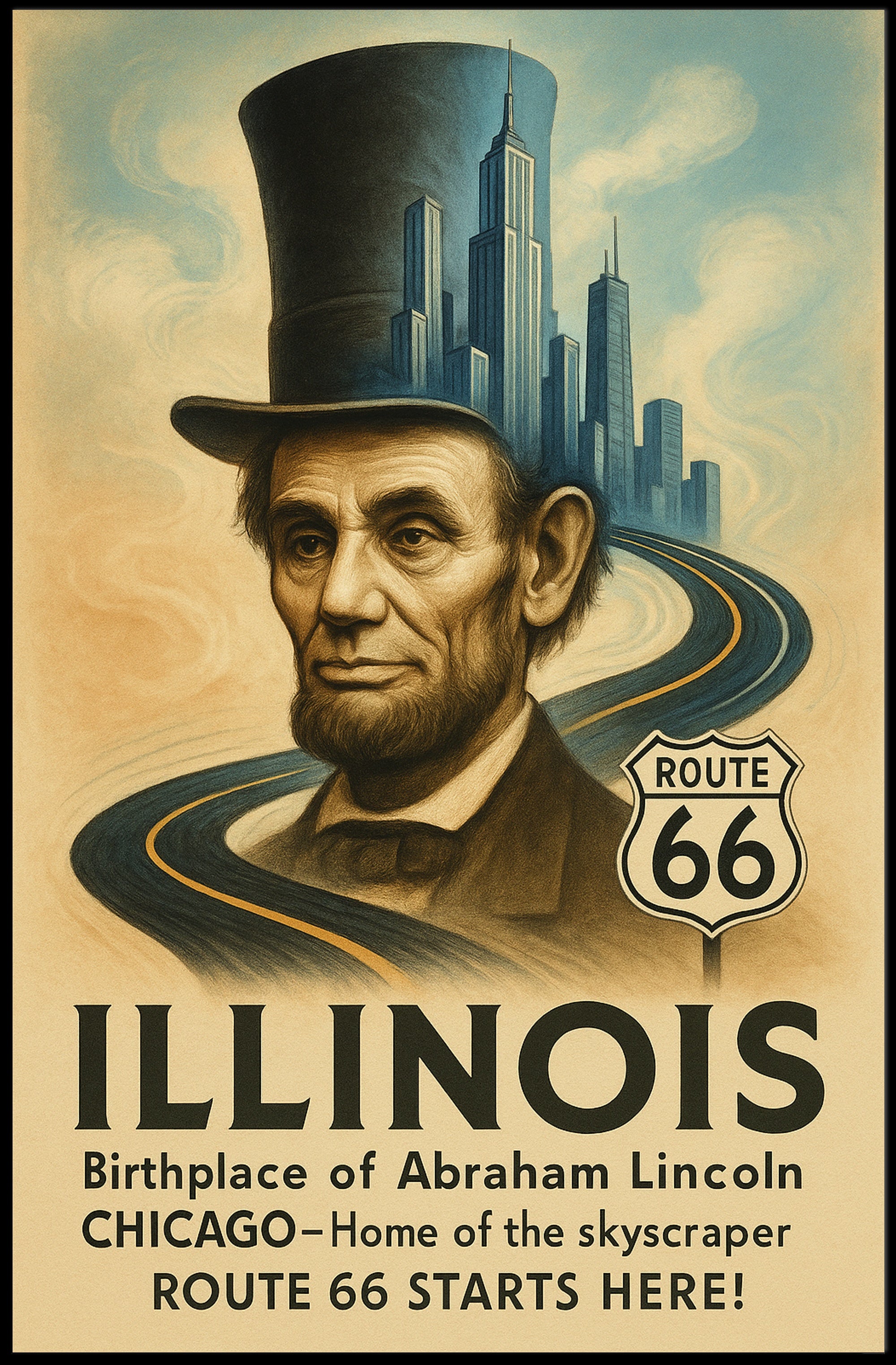 Abraham Lincoln And Illinois Poster PosterGoat