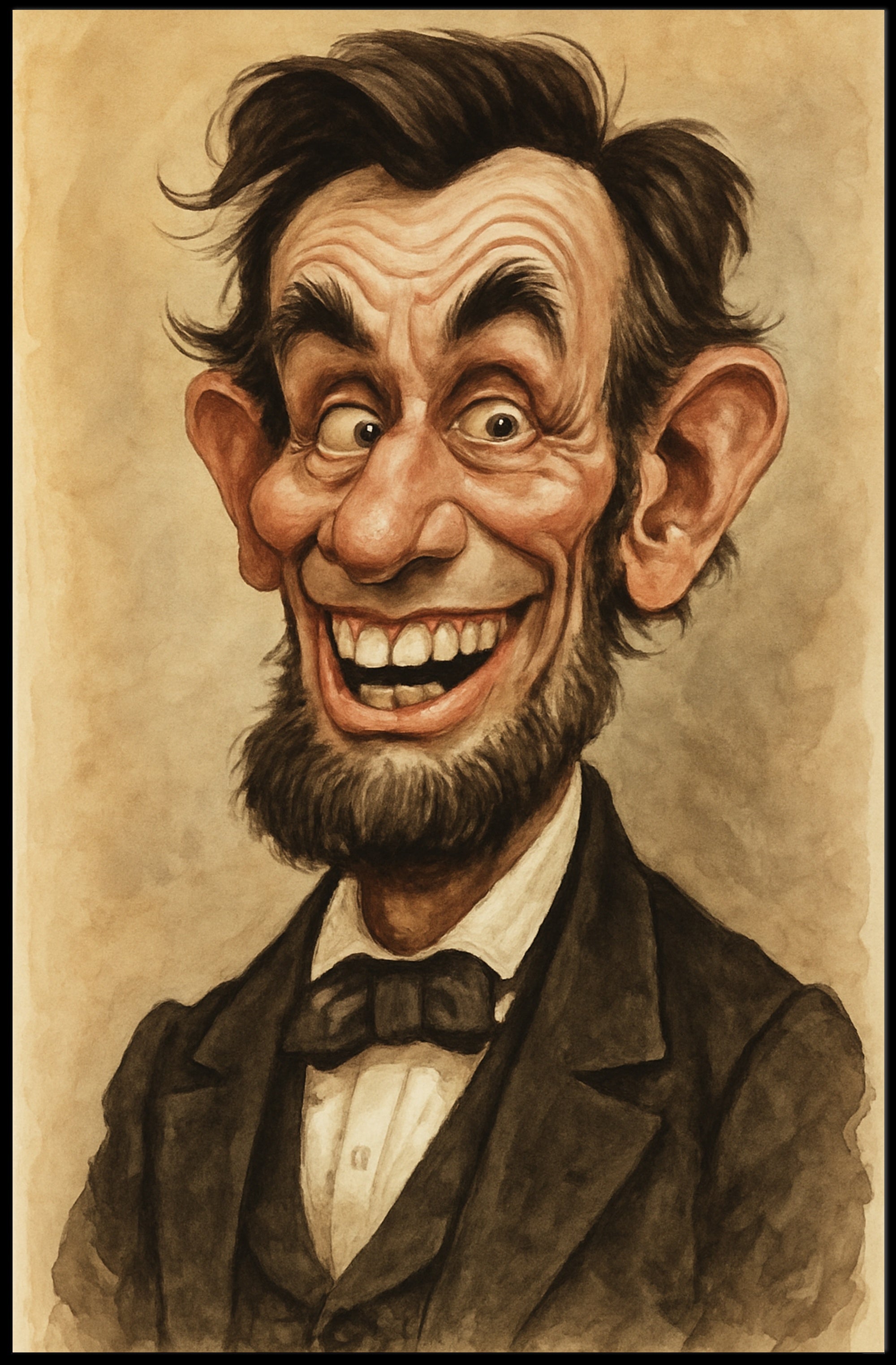 Abraham Lincoln Caricature Poster Humorous Artwork for American History Fans PosterGoat