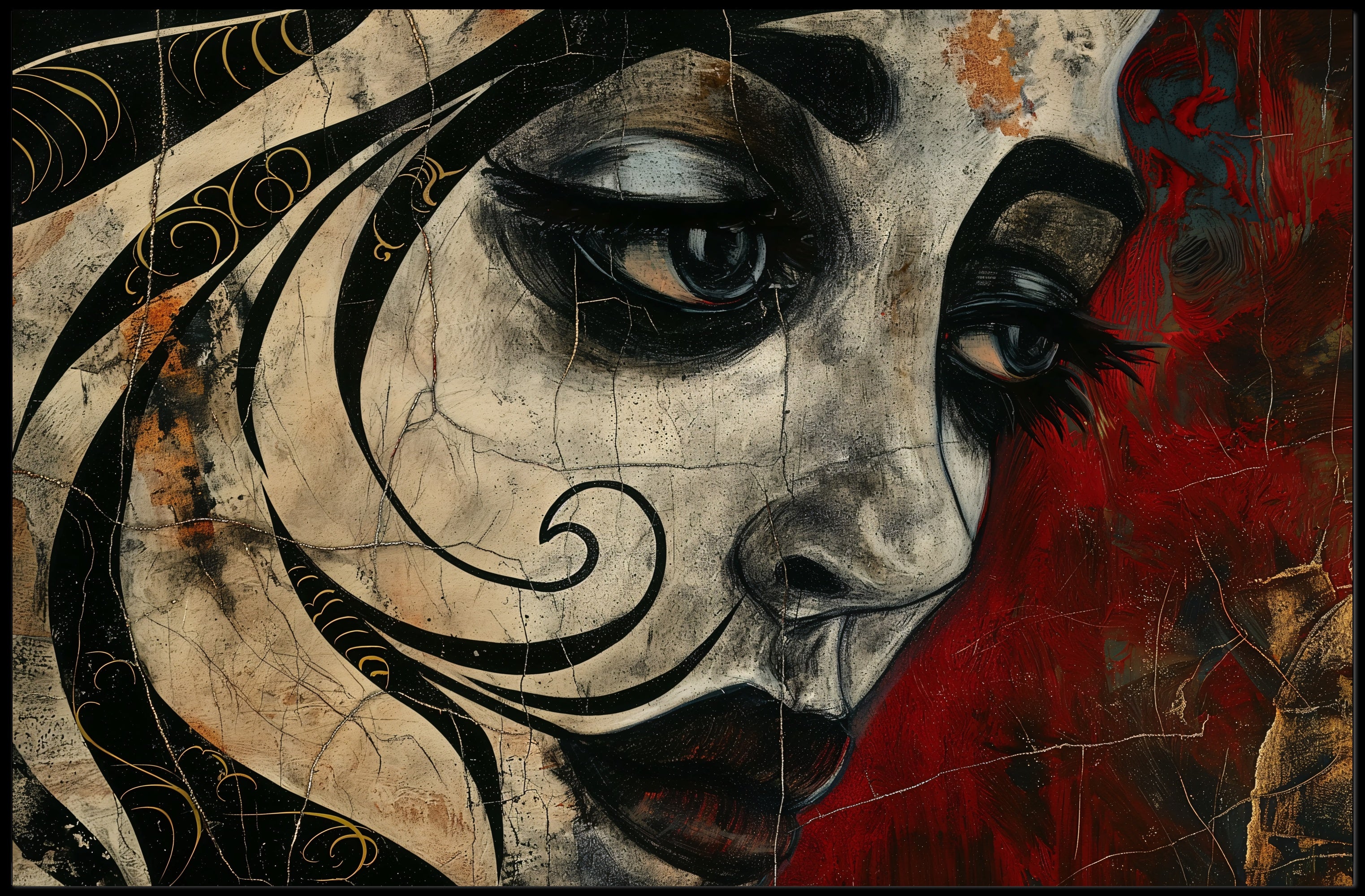 Abstract Artistic Face With Cracked Effect Poster PosterGoat