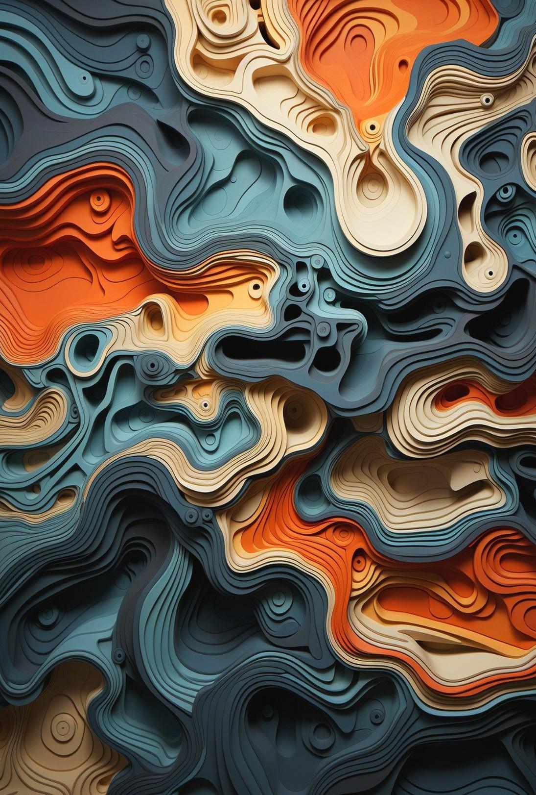 Abstract Depths Dynamic Earth Tones Artistic Poster PosterGoat