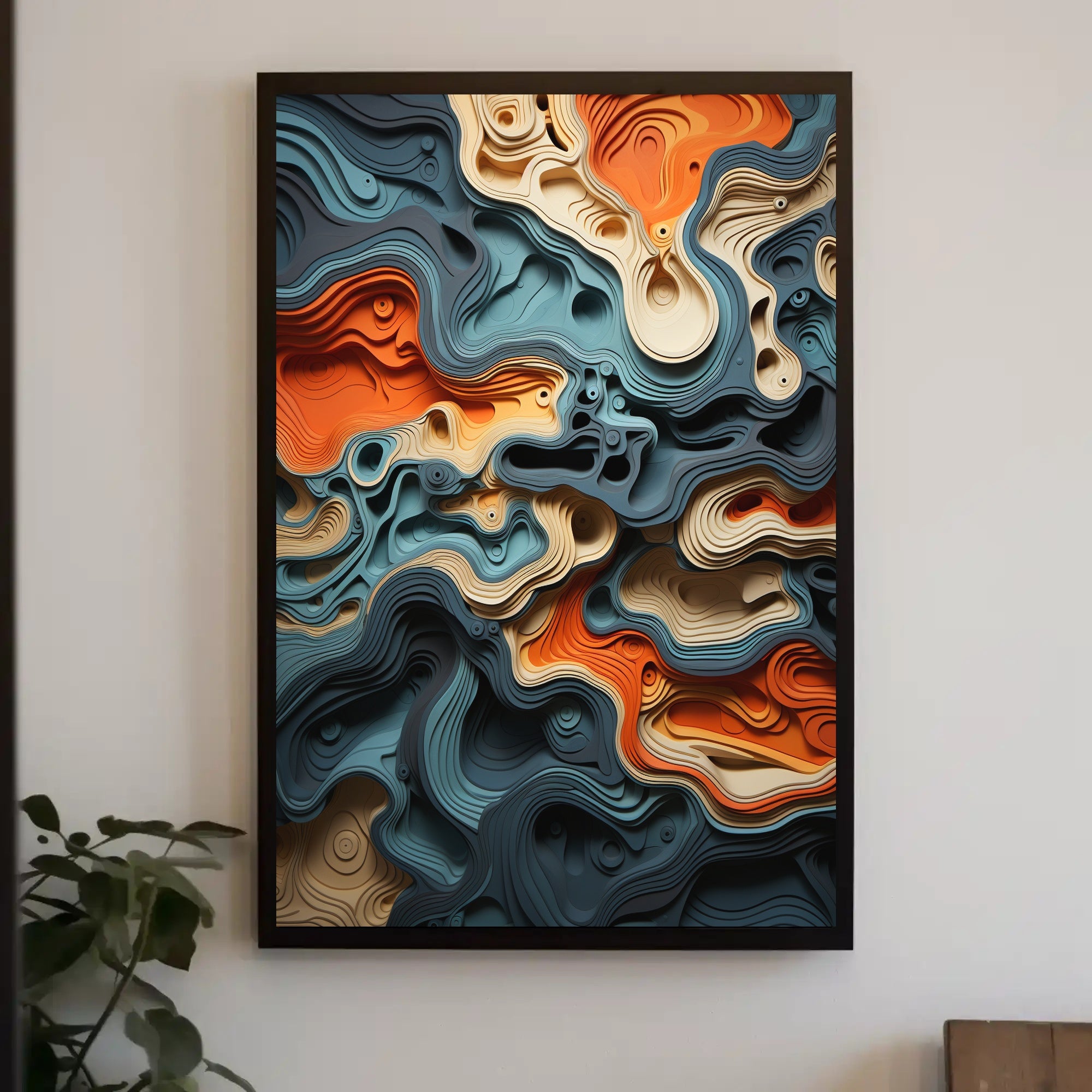 Abstract Depths Dynamic Earth Tones Artistic Poster PosterGoat