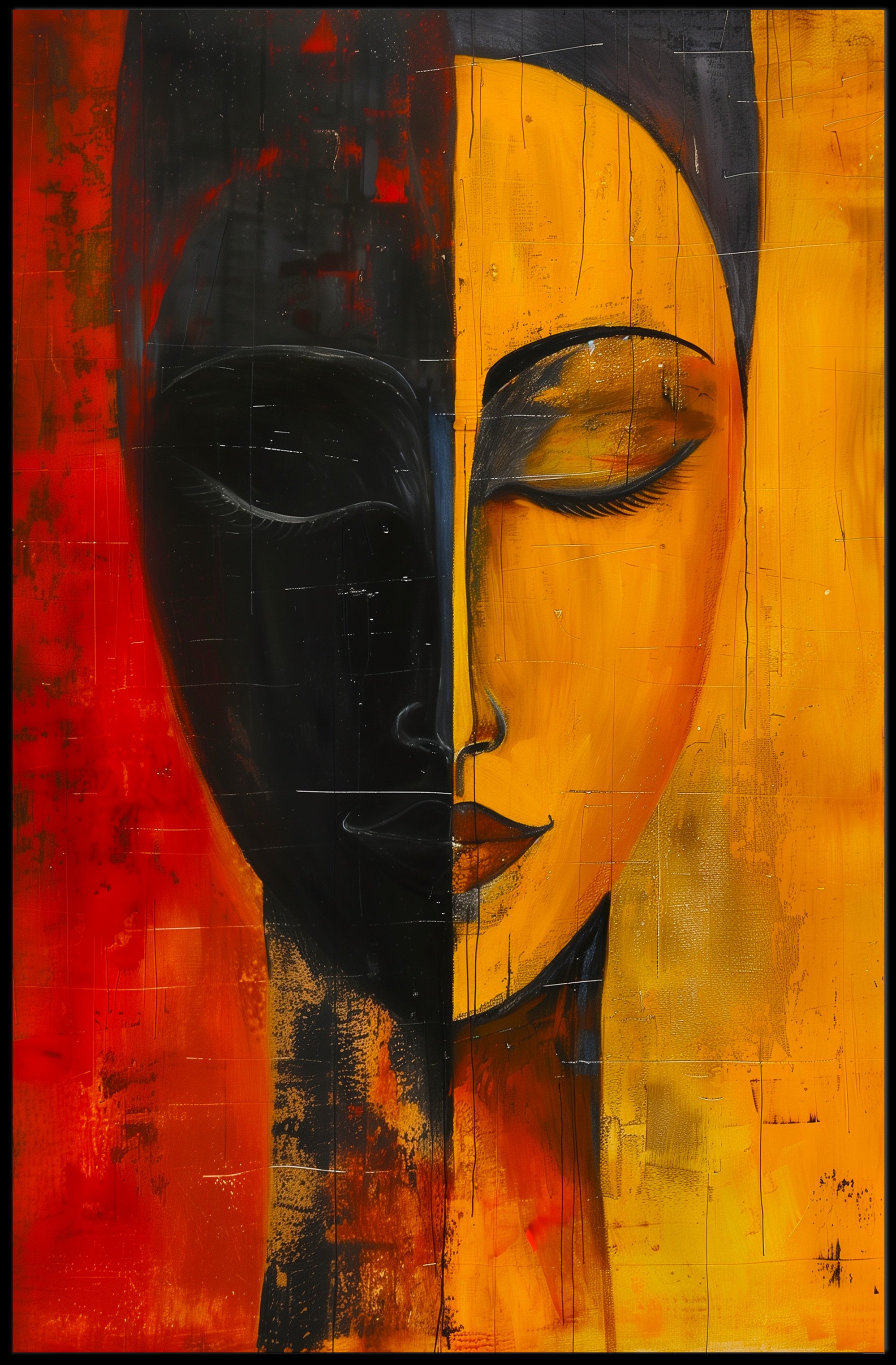 Abstract Duality Balance Portrait Artistic Poster Print PosterGoat