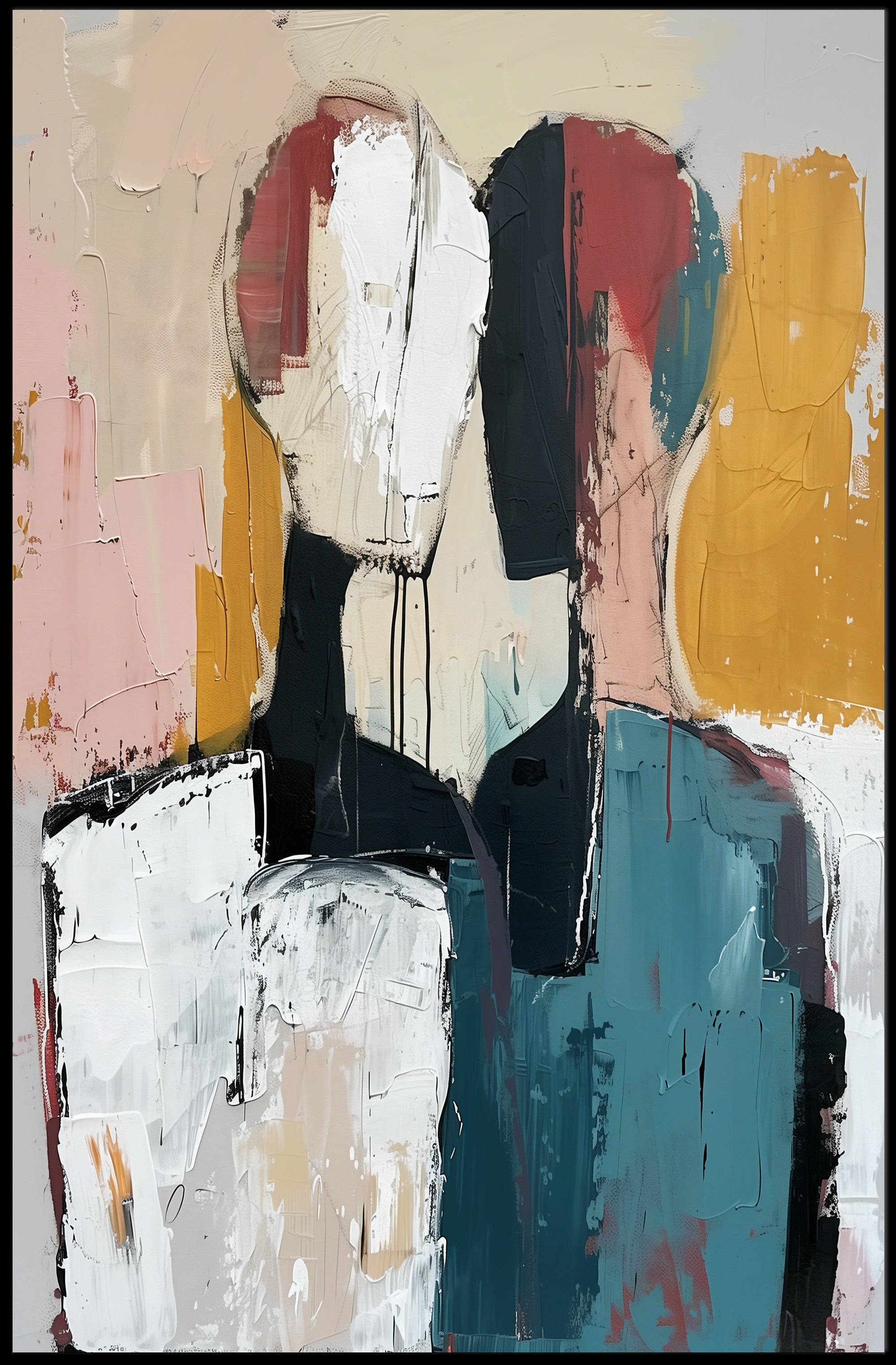 Abstract Expressionist Figures Intimate Modern Artistic Poster PosterGoat