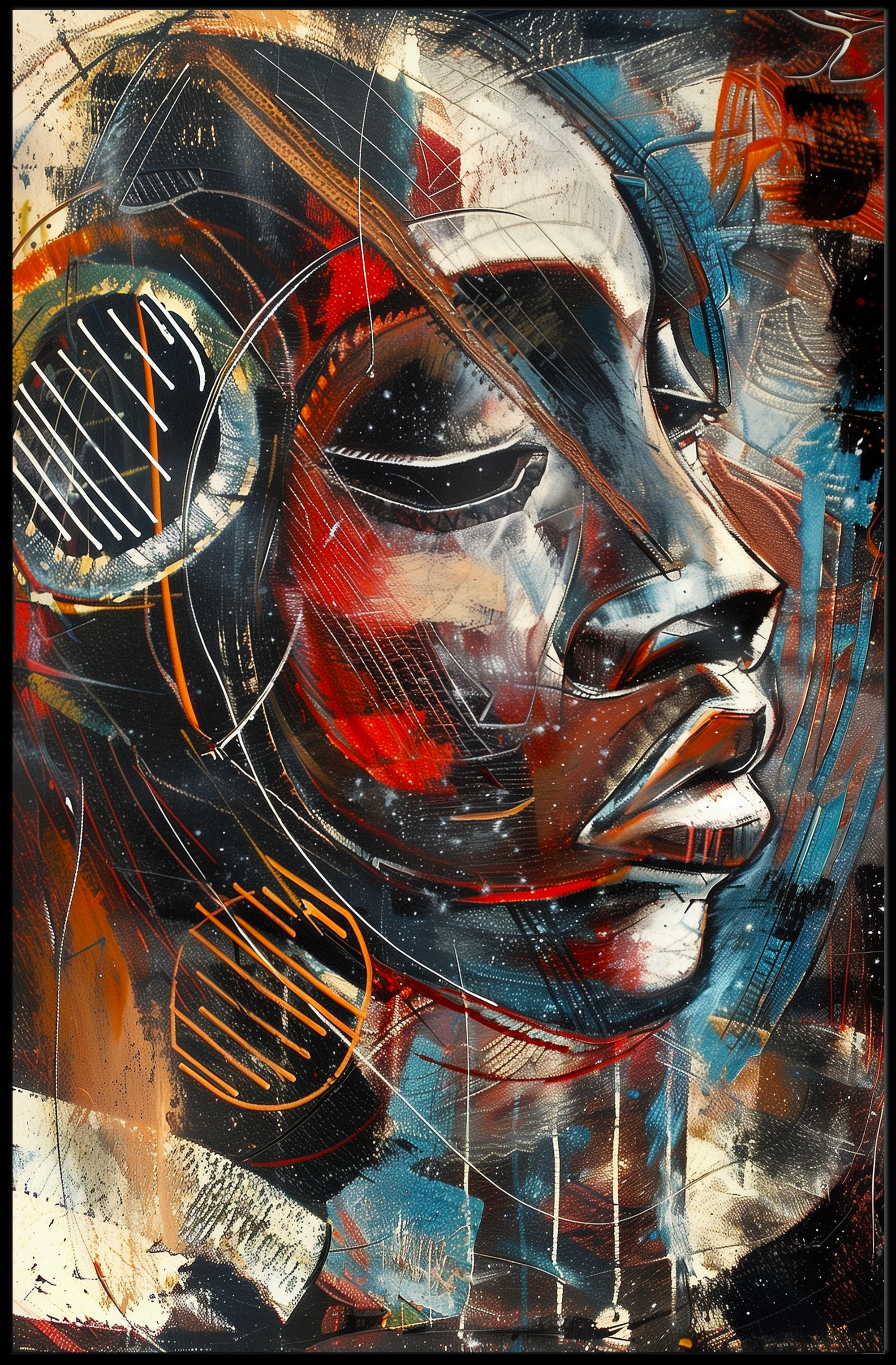 Abstract Expressive Portrait Vibrant Artistry Abstract Poster PosterGoat