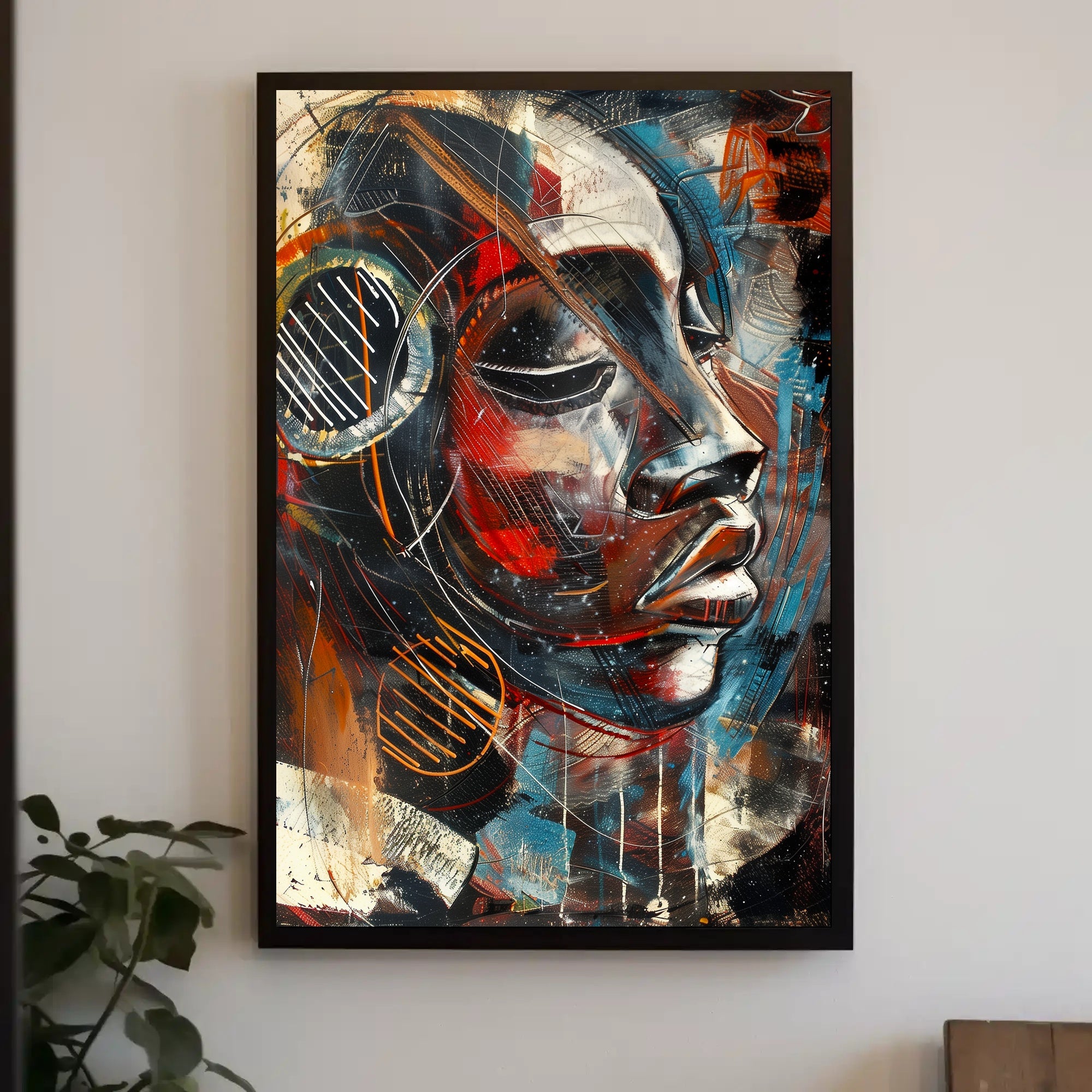 Abstract Expressive Portrait Vibrant Artistry Abstract Poster PosterGoat