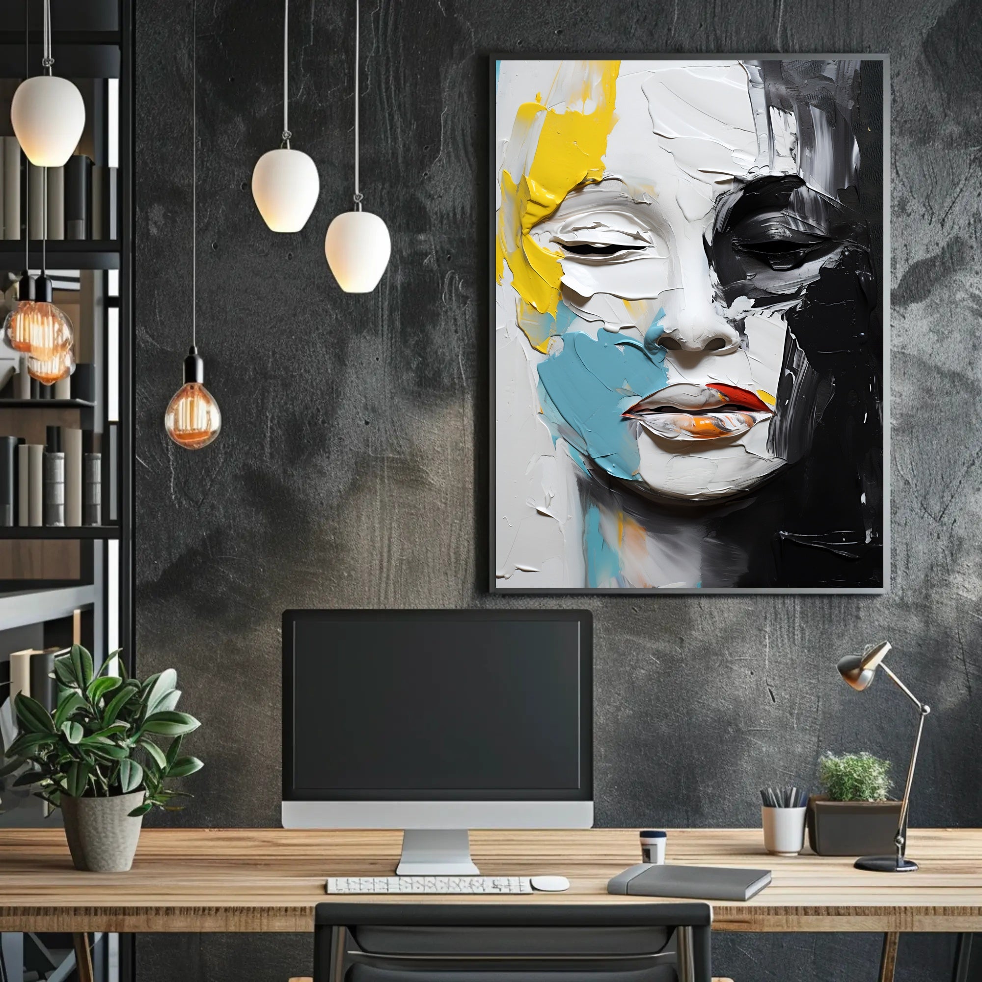 Abstract Face Expressionism Modern Artistic Poster PosterGoat