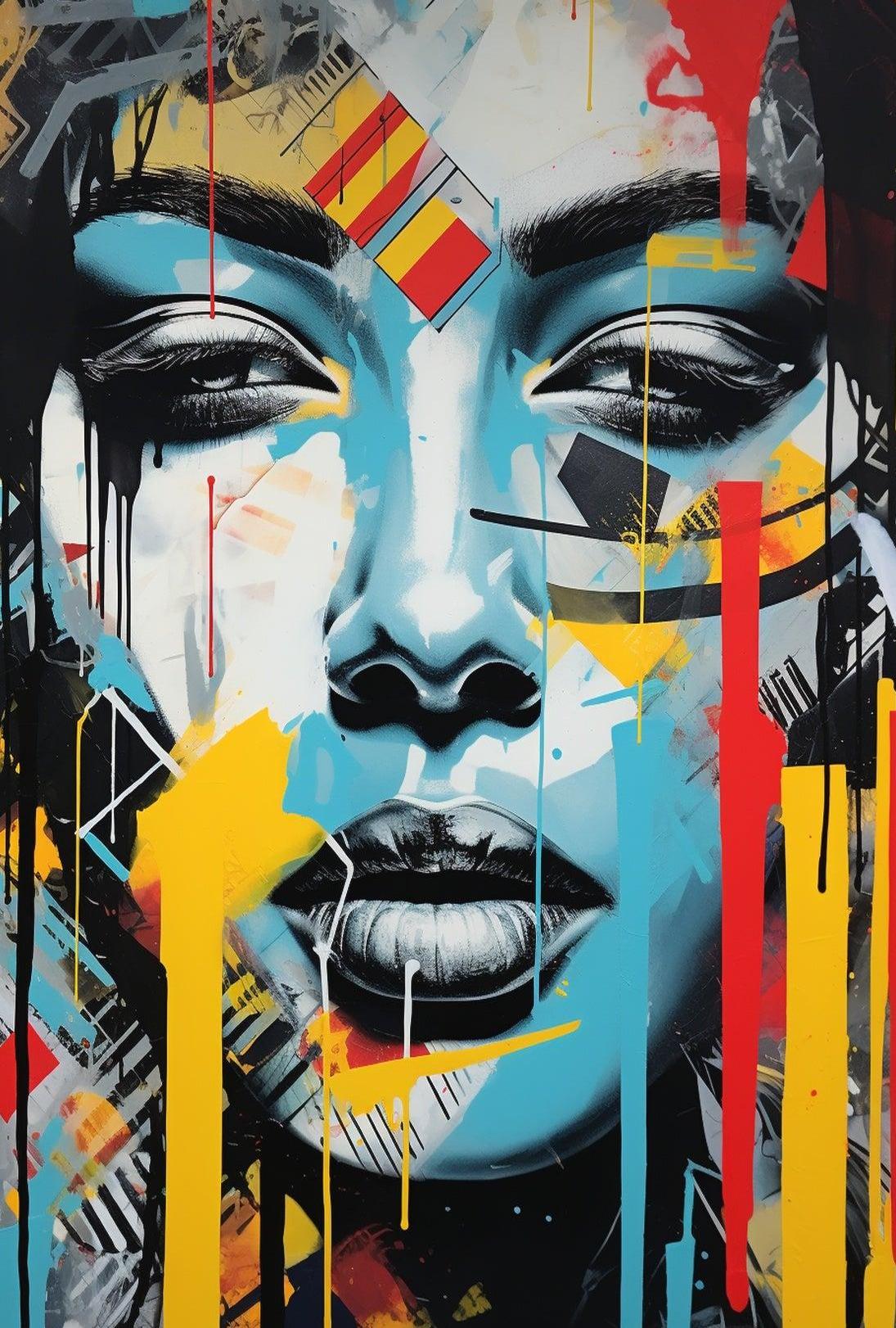 Abstract Face with Geometric Vibe Artistic Poster PosterGoat