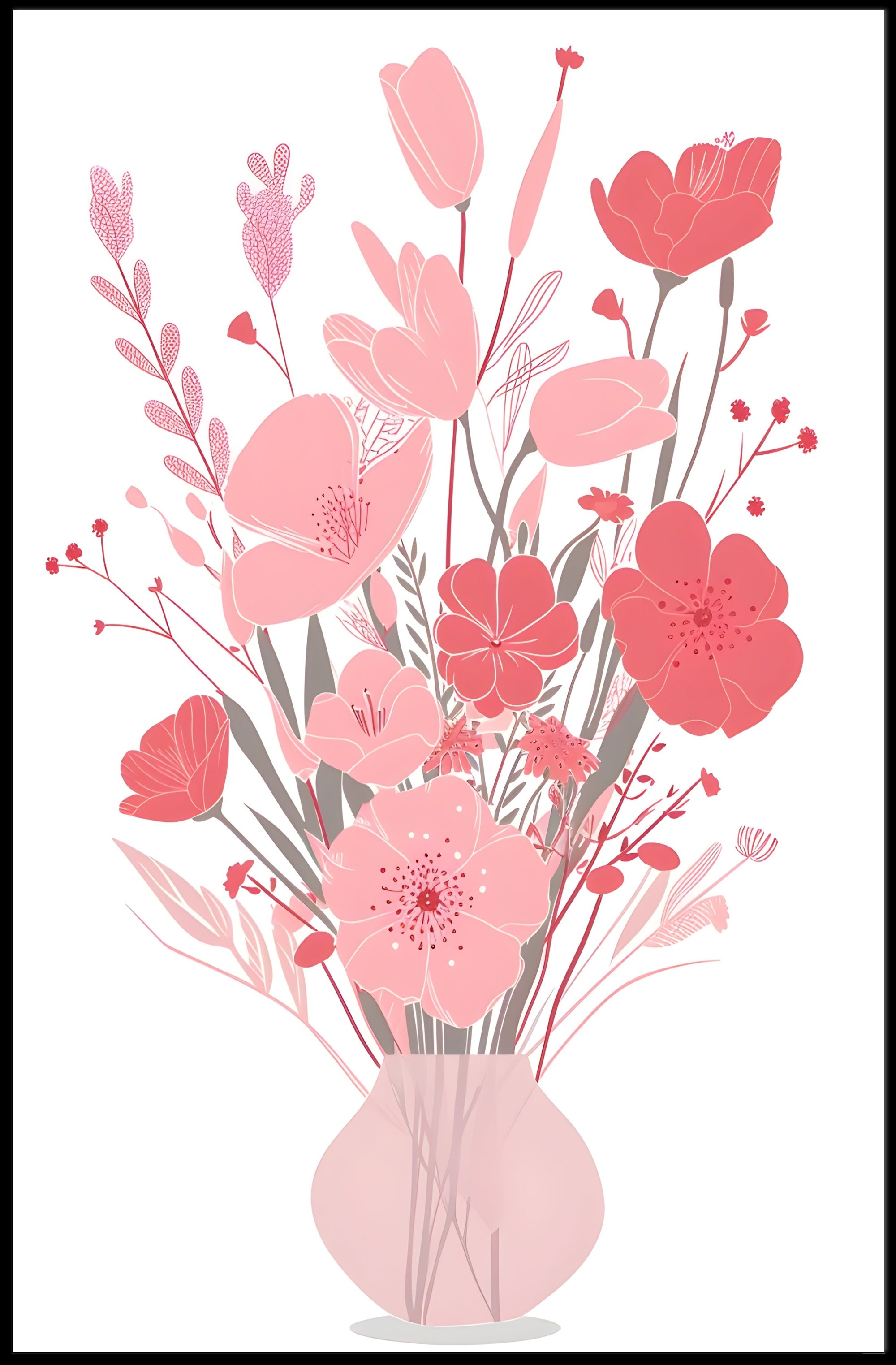 Abstract Floral Elegance Modern Artistic Poster PosterGoat