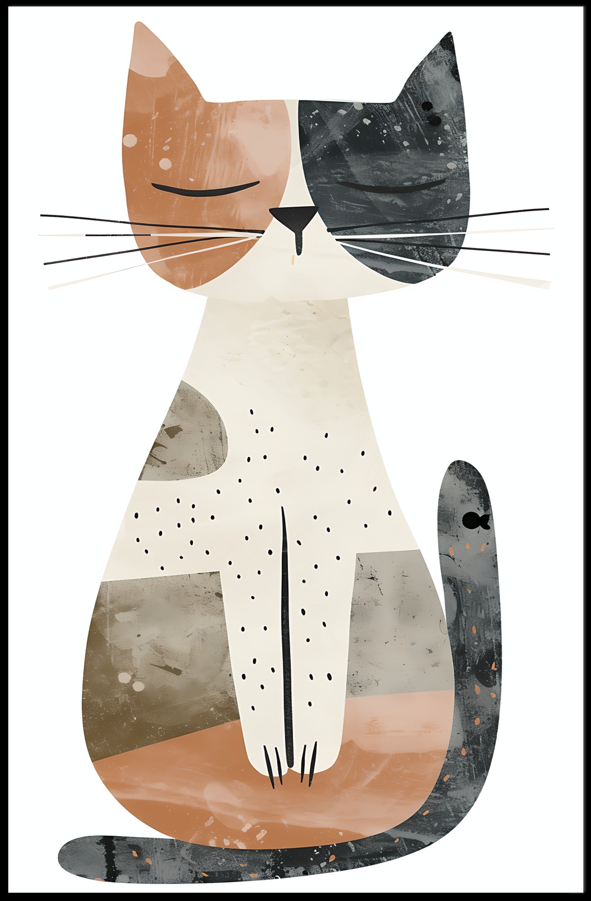 Abstract Geometric Cat Illustration Art Poster PosterGoat