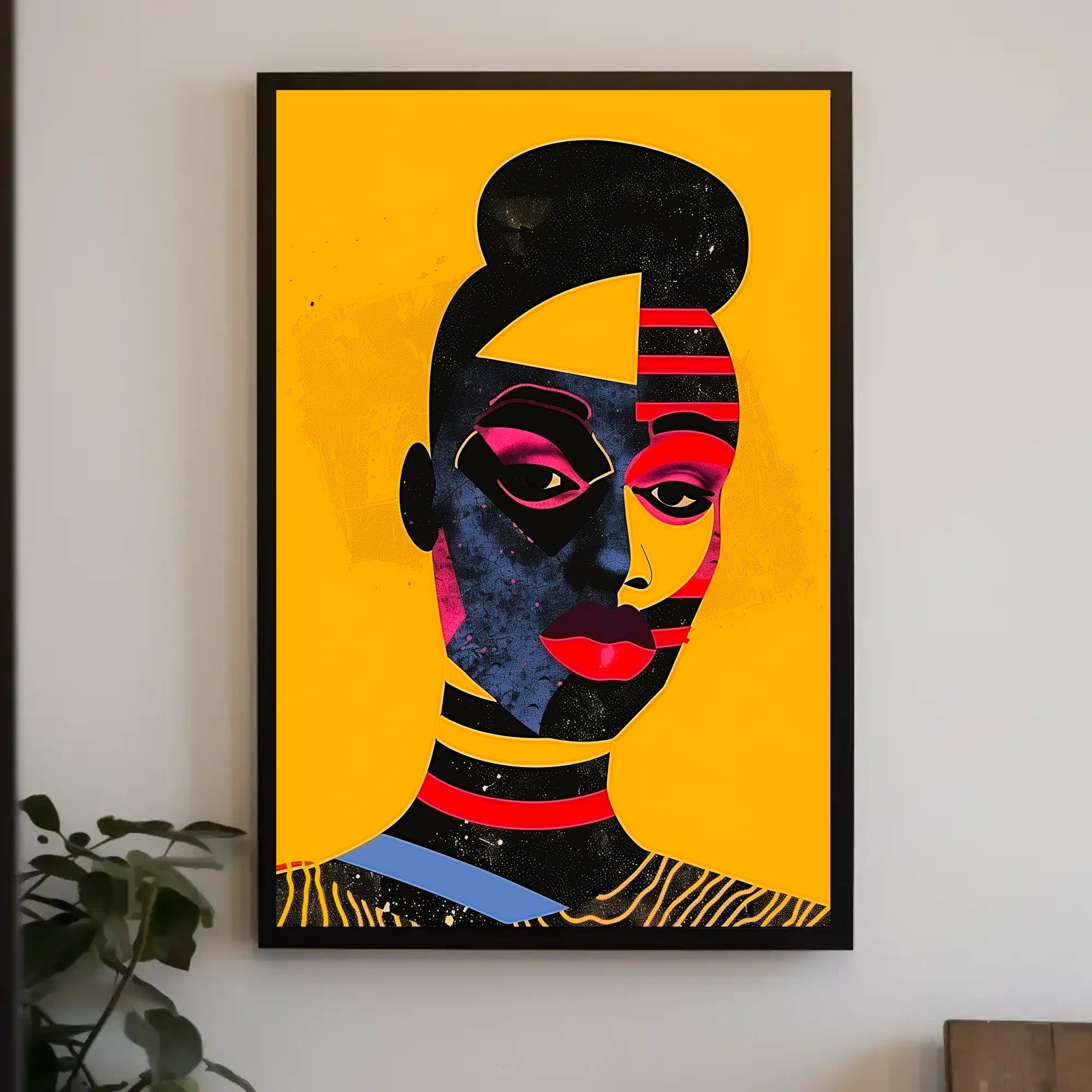 Abstract Geometric Face Poster in Vibrant Modern Colors PosterGoat