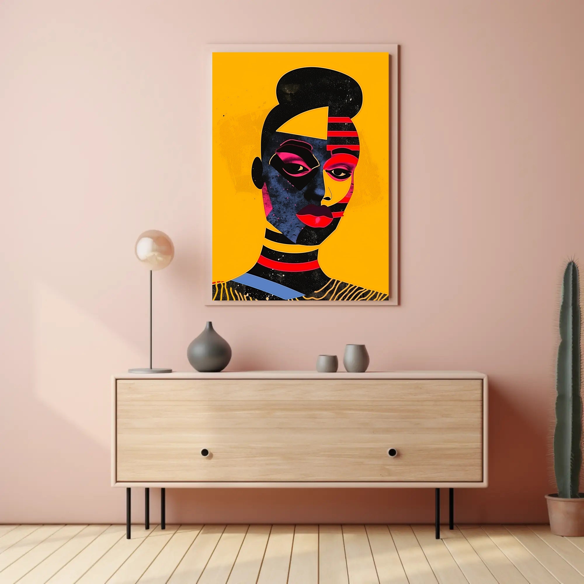 Abstract Geometric Face Poster in Vibrant Modern Colors PosterGoat