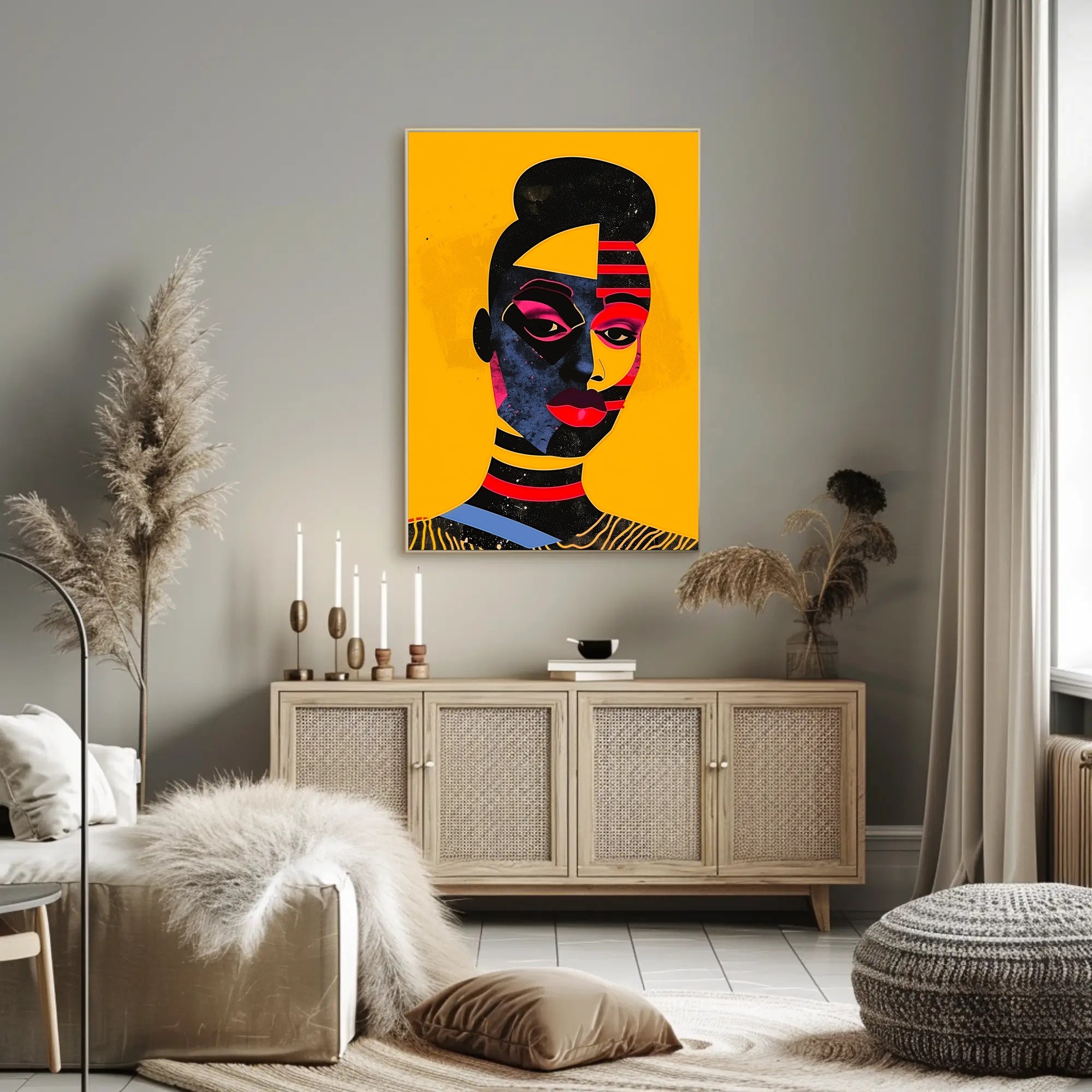 Abstract Geometric Face Poster in Vibrant Modern Colors PosterGoat
