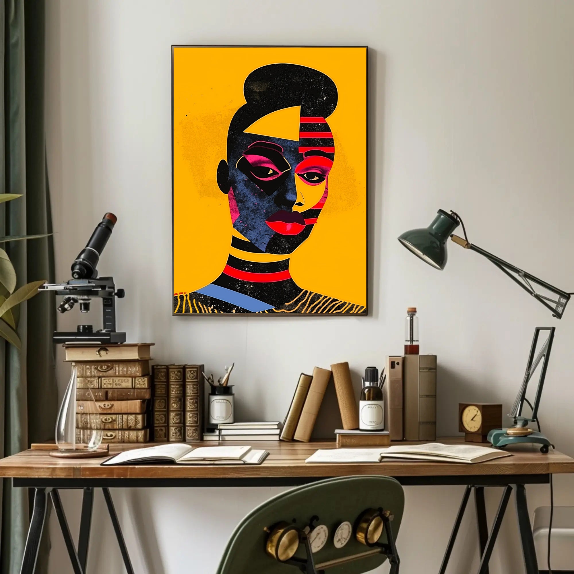 Abstract Geometric Face Poster in Vibrant Modern Colors PosterGoat