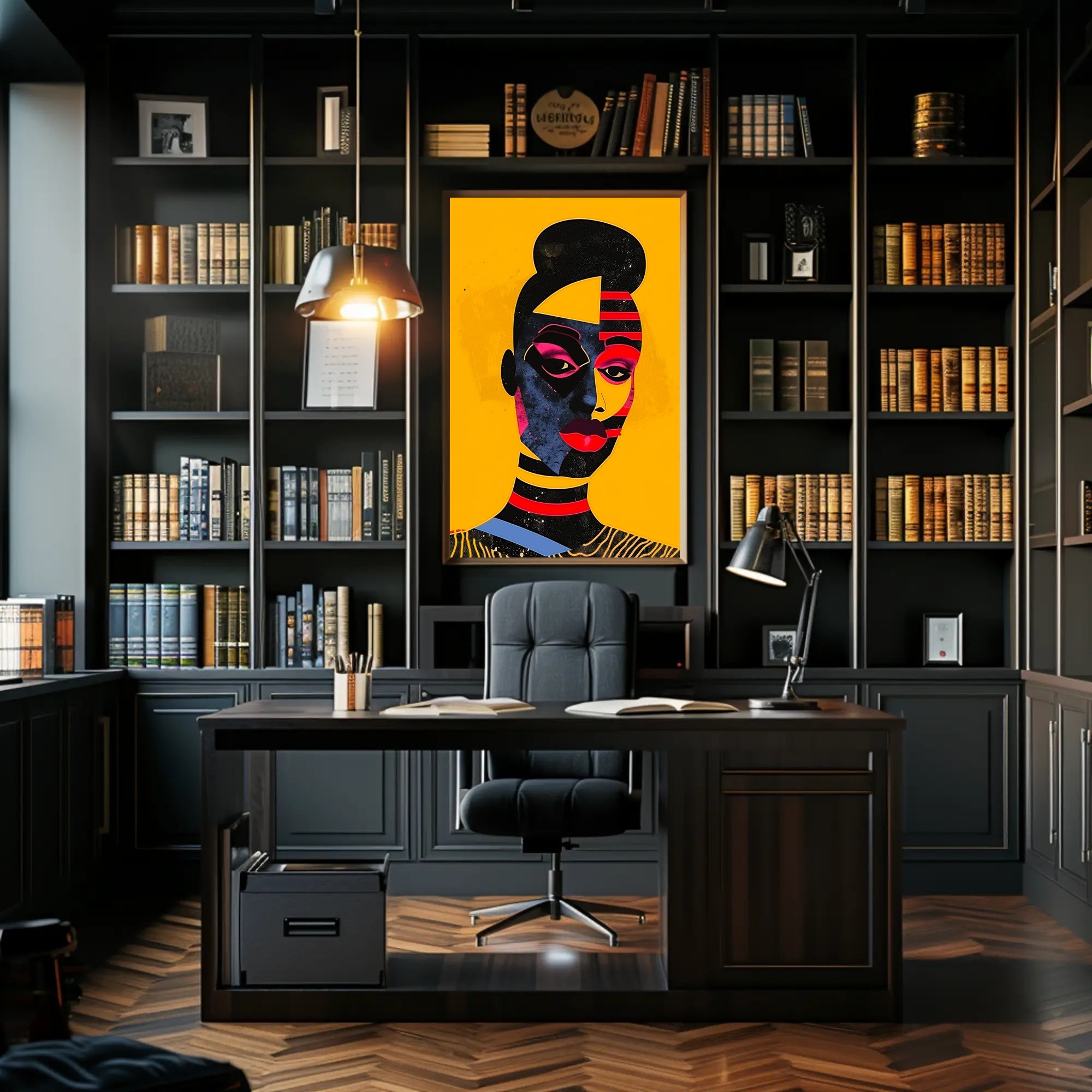 Abstract Geometric Face Poster in Vibrant Modern Colors PosterGoat