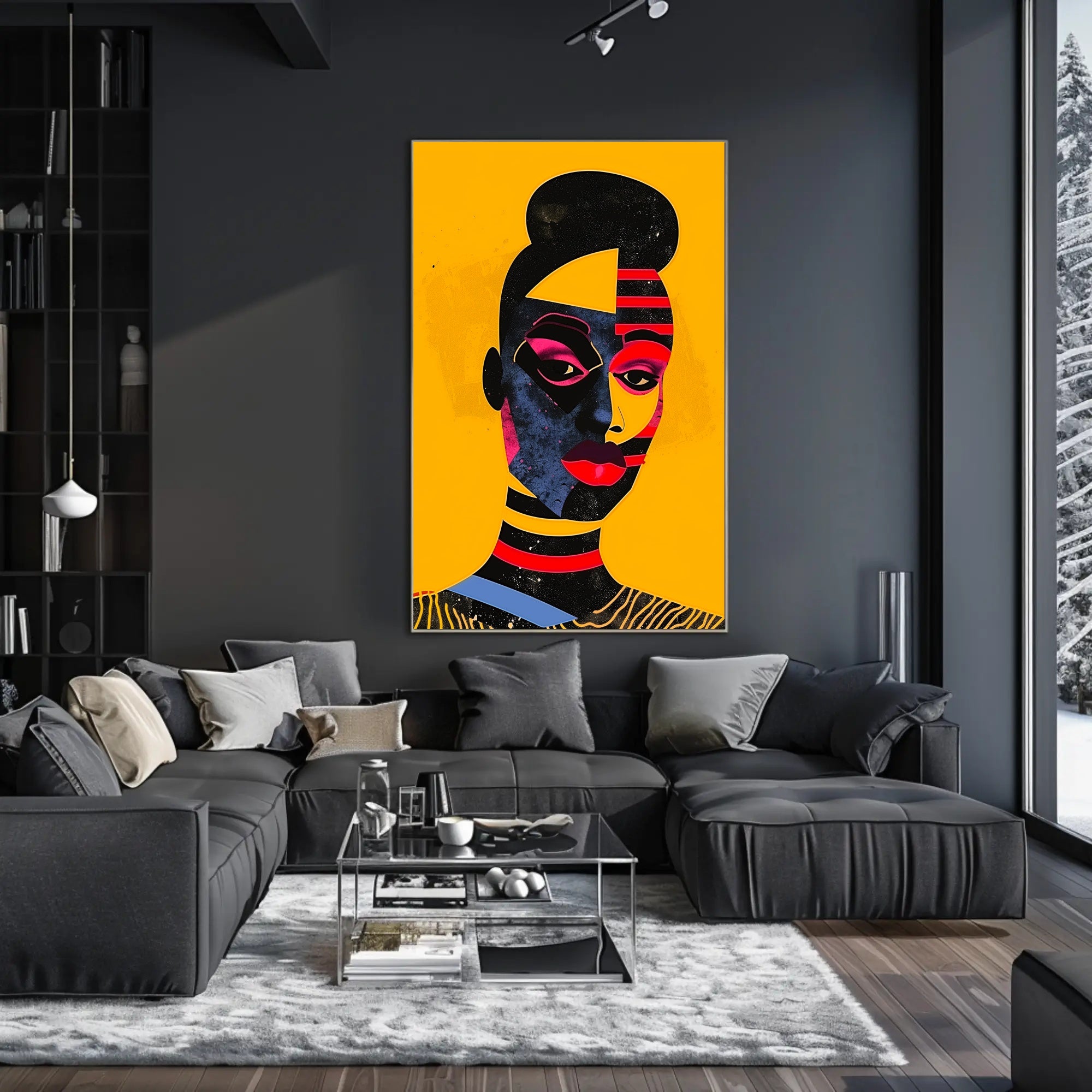 Abstract Geometric Face Poster in Vibrant Modern Colors PosterGoat