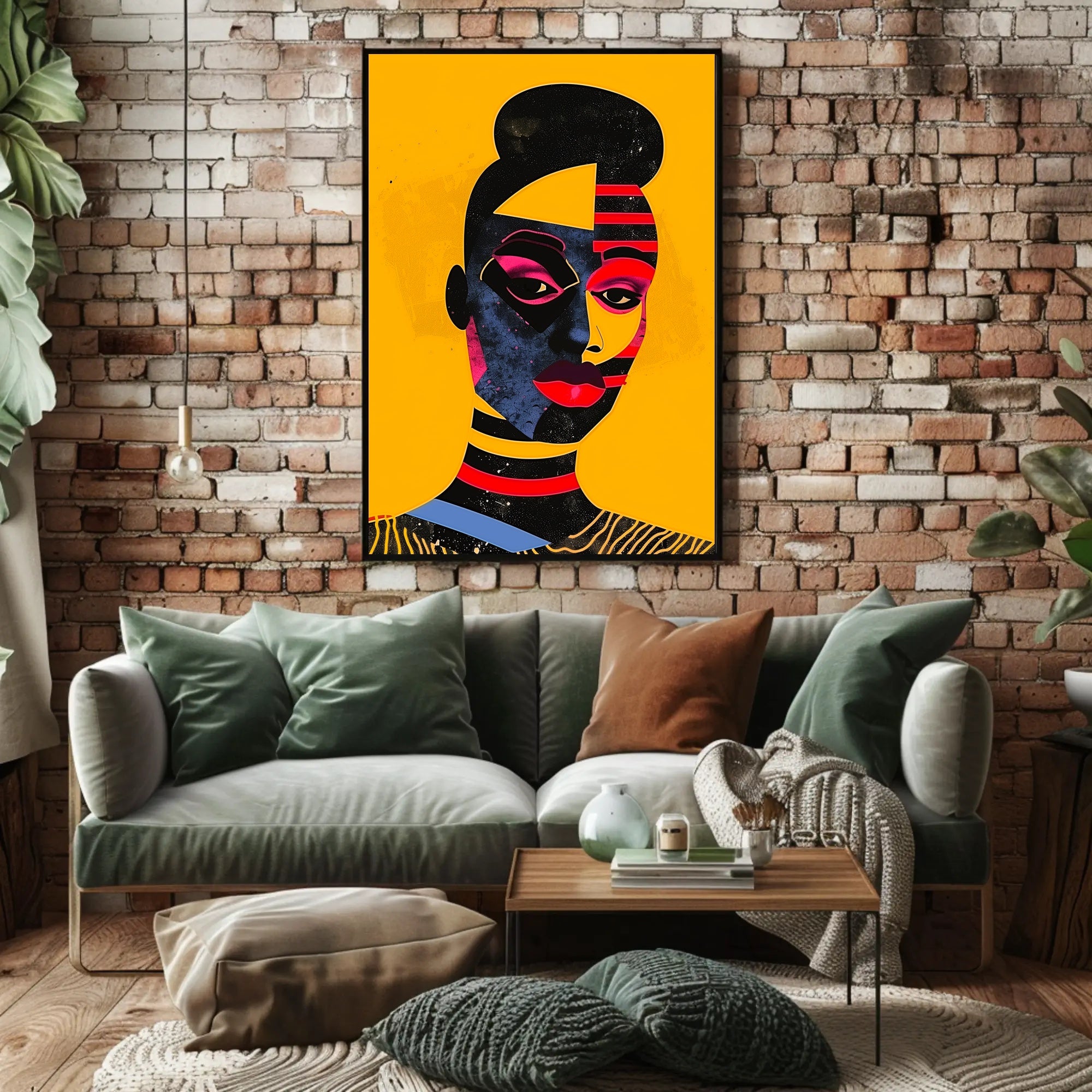 Abstract Geometric Face Poster in Vibrant Modern Colors PosterGoat