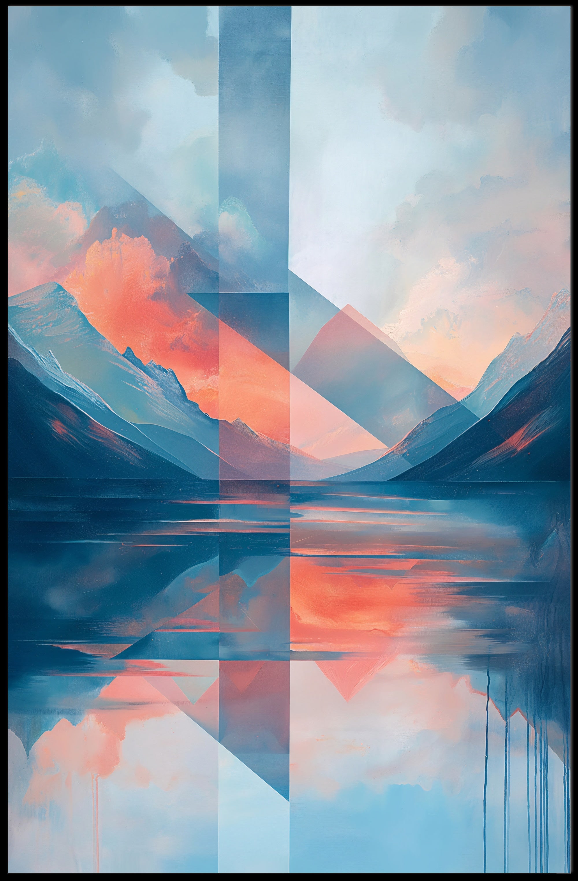 Abstract Geometric Mountain Landscape Artistic Poster PosterGoat