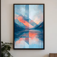 Abstract Geometric Mountain Landscape Artistic Poster PosterGoat