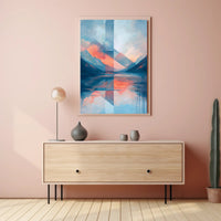Abstract Geometric Mountain Landscape Artistic Poster PosterGoat