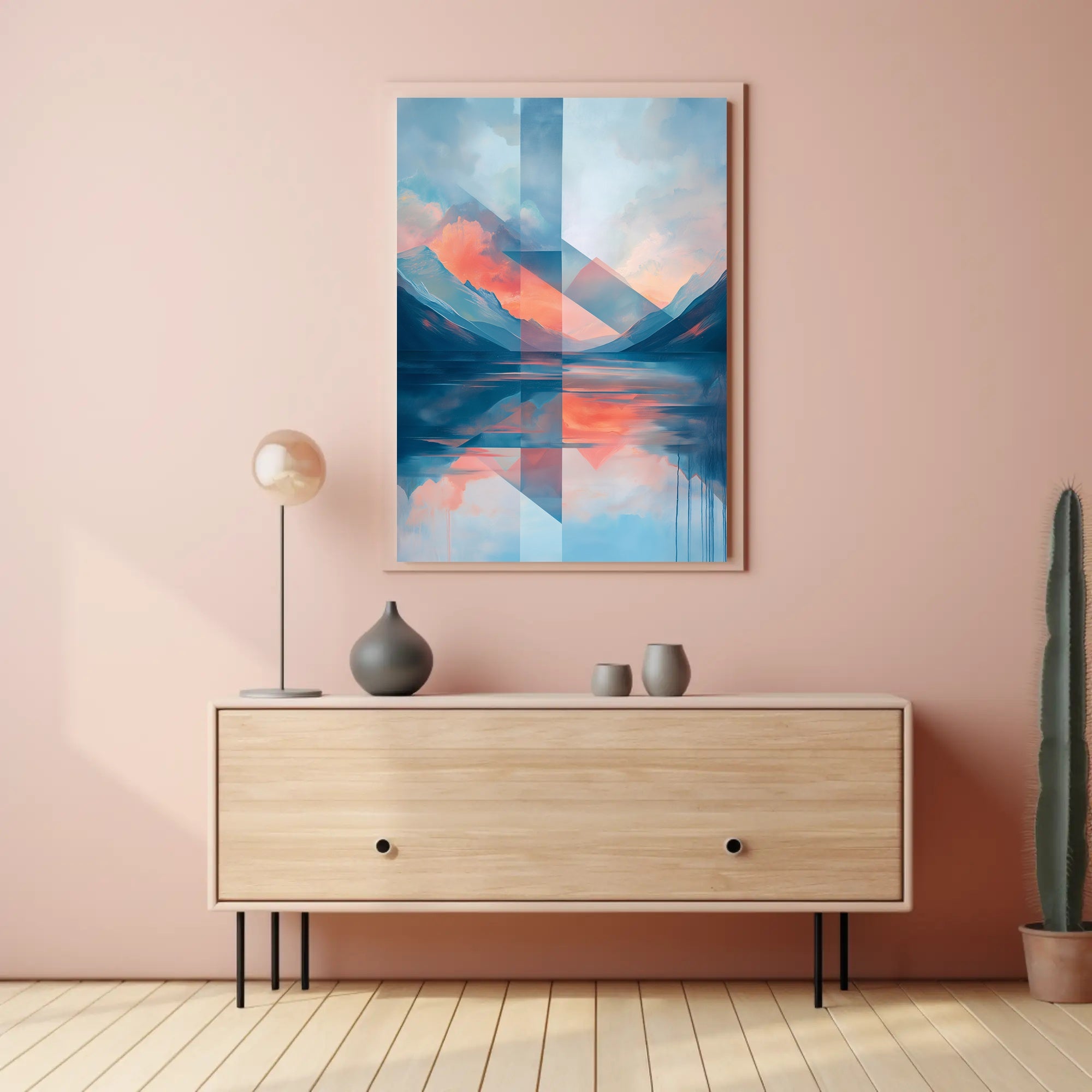 Abstract Geometric Mountain Landscape Artistic Poster PosterGoat