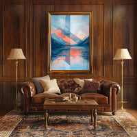 Abstract Geometric Mountain Landscape Artistic Poster PosterGoat