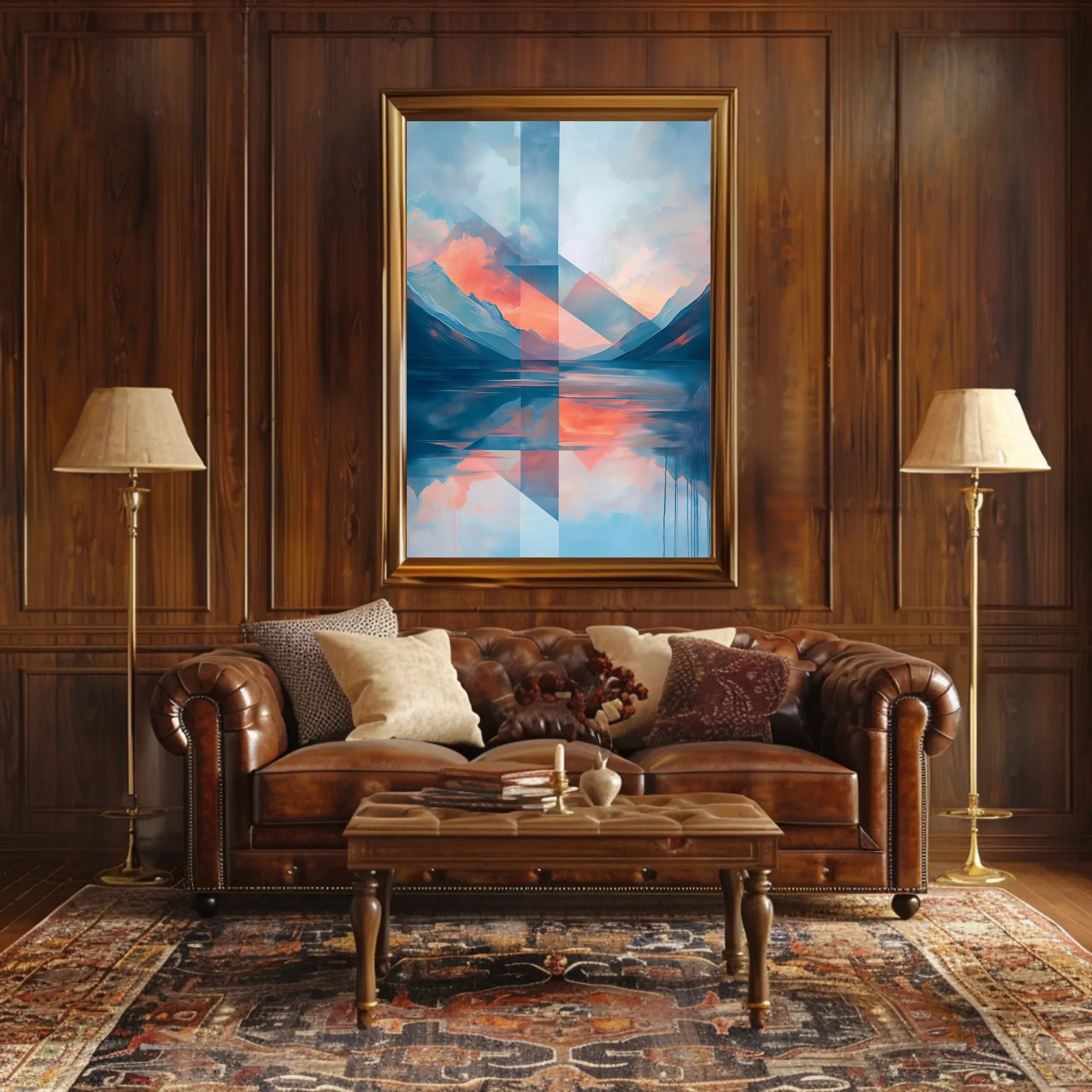 Abstract Geometric Mountain Landscape Artistic Poster PosterGoat
