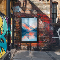 Abstract Geometric Mountain Landscape Artistic Poster PosterGoat