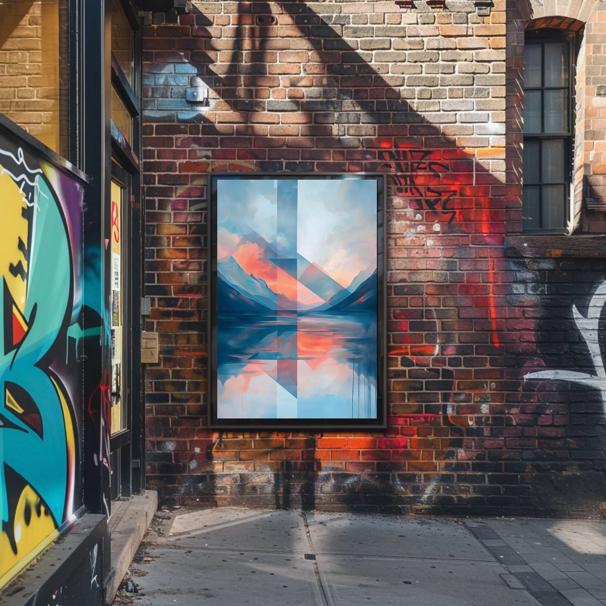 Abstract Geometric Mountain Landscape Artistic Poster PosterGoat