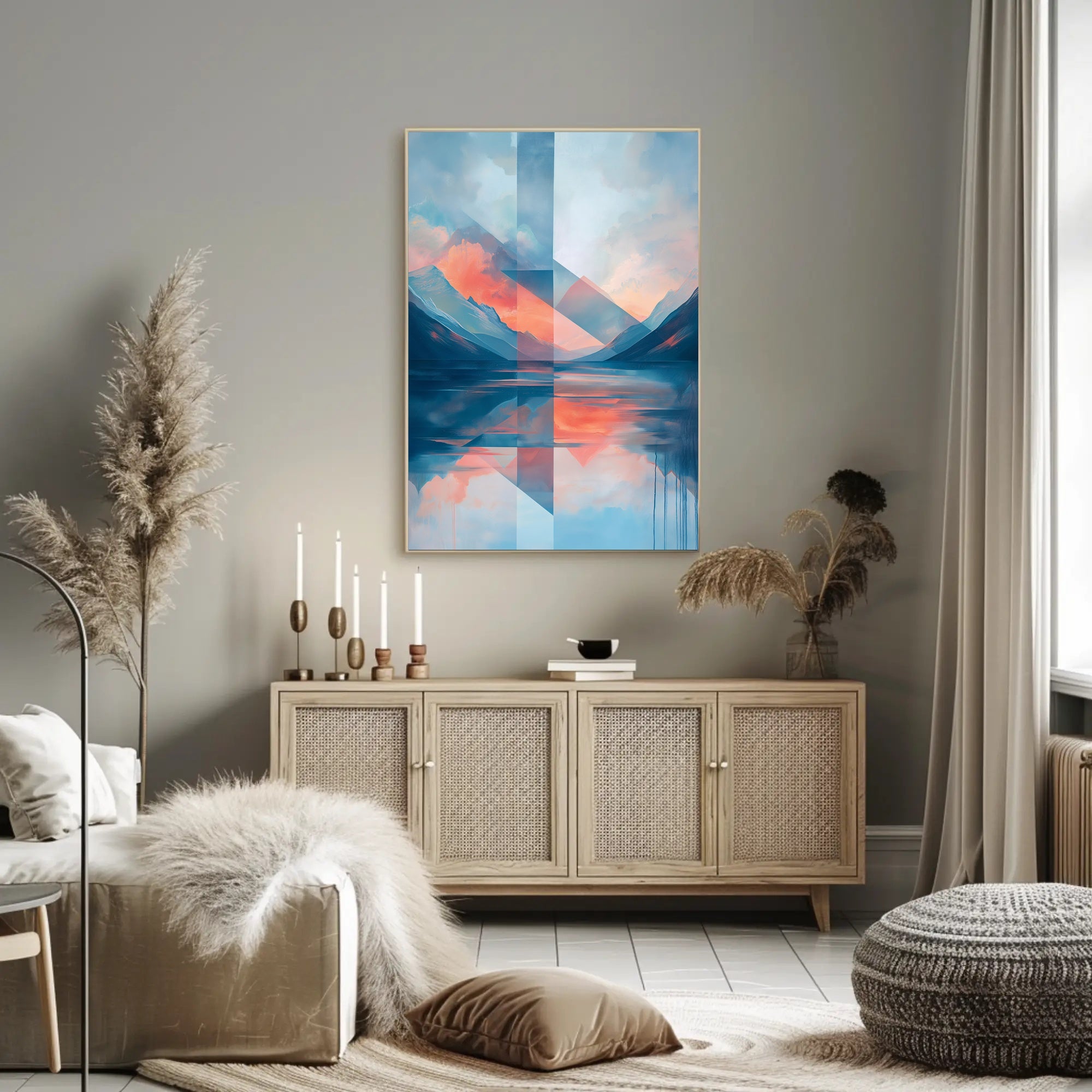 Abstract Geometric Mountain Landscape Artistic Poster PosterGoat
