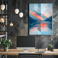 Abstract Geometric Mountain Landscape Artistic Poster PosterGoat