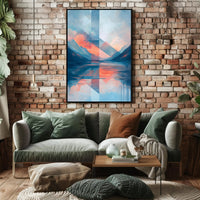 Abstract Geometric Mountain Landscape Artistic Poster PosterGoat