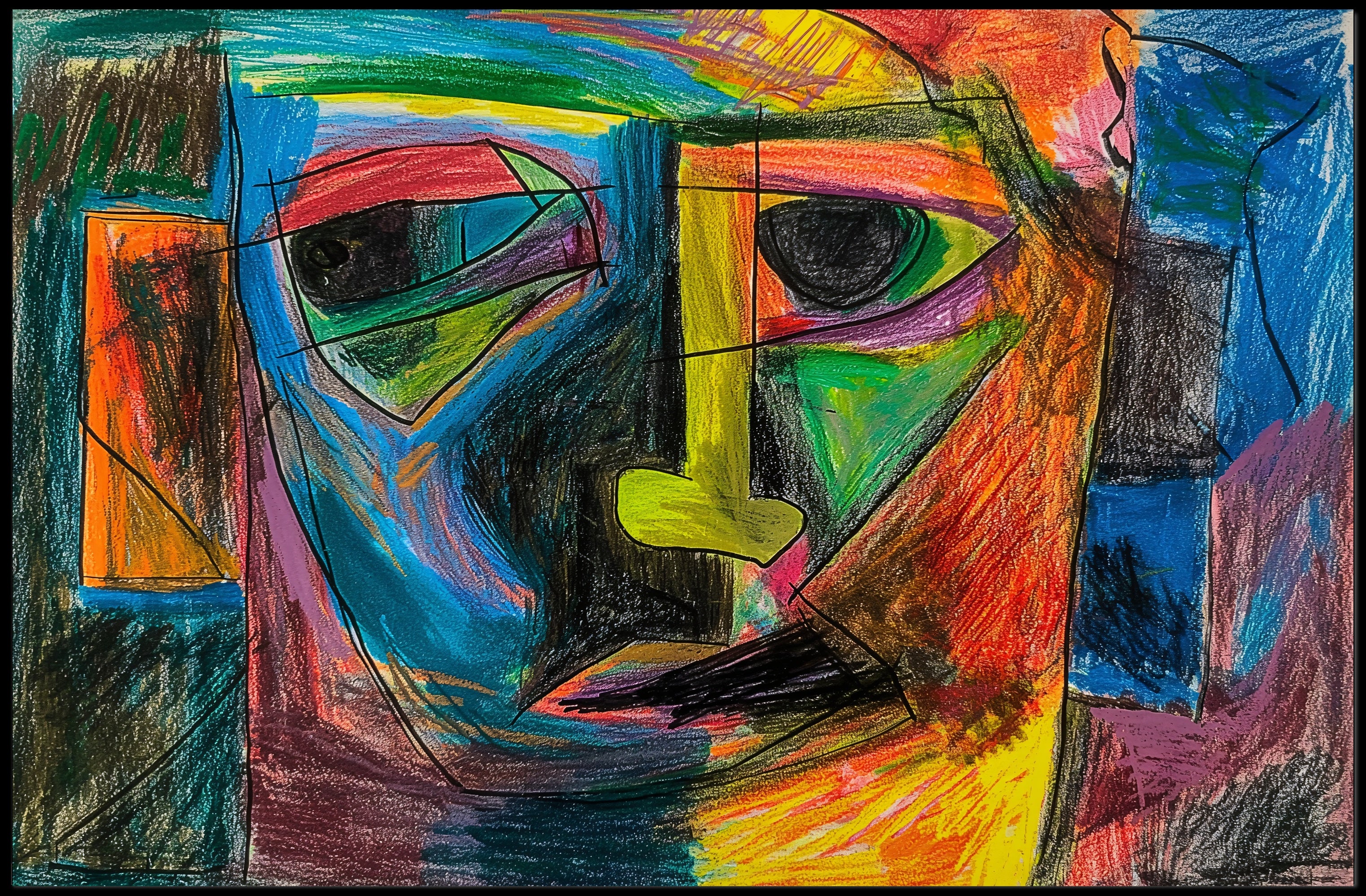 Abstract Human Face Cubism Art Print - Artistic Poster PosterGoat