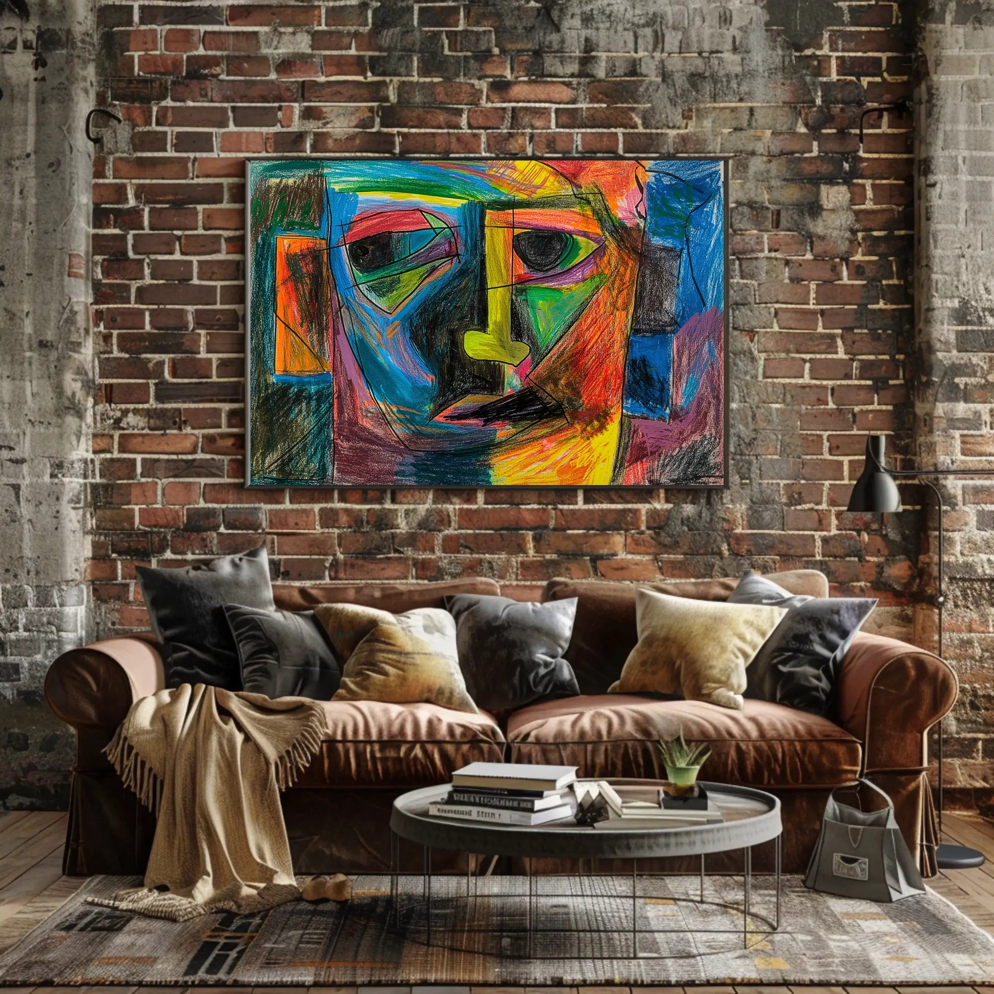 Abstract Human Face Cubism Art Print - Artistic Poster PosterGoat