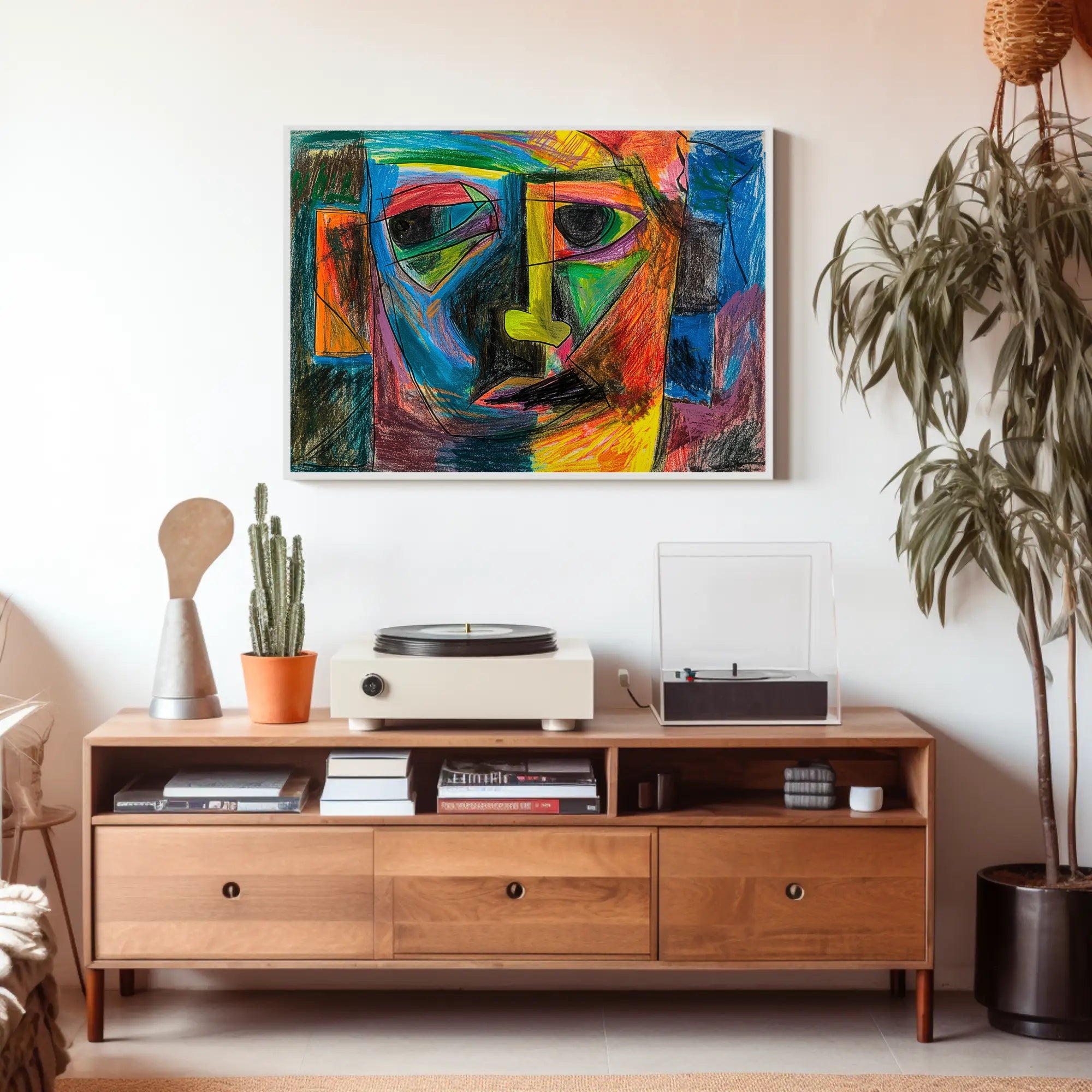 Abstract Human Face Cubism Art Print - Artistic Poster PosterGoat