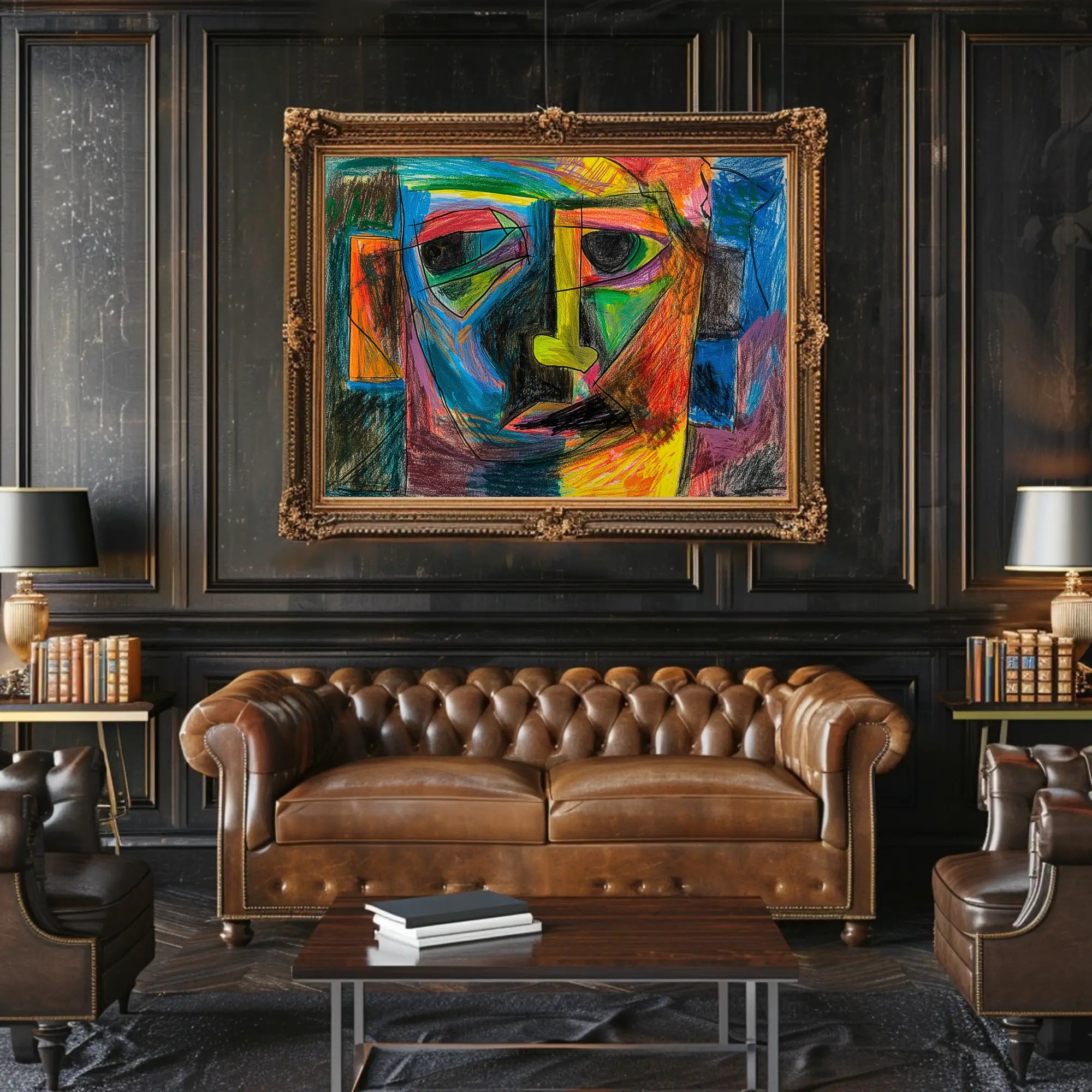 Abstract Human Face Cubism Art Print - Artistic Poster PosterGoat