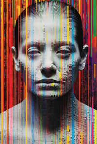 Abstract Human Face with Digital Glitch Artistic Poster PosterGoat