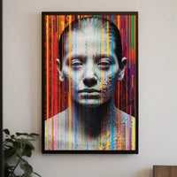 Abstract Human Face with Digital Glitch Artistic Poster PosterGoat