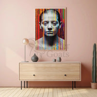Abstract Human Face with Digital Glitch Artistic Poster PosterGoat