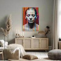 Abstract Human Face with Digital Glitch Artistic Poster PosterGoat