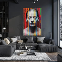 Abstract Human Face with Digital Glitch Artistic Poster PosterGoat