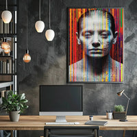 Abstract Human Face with Digital Glitch Artistic Poster PosterGoat