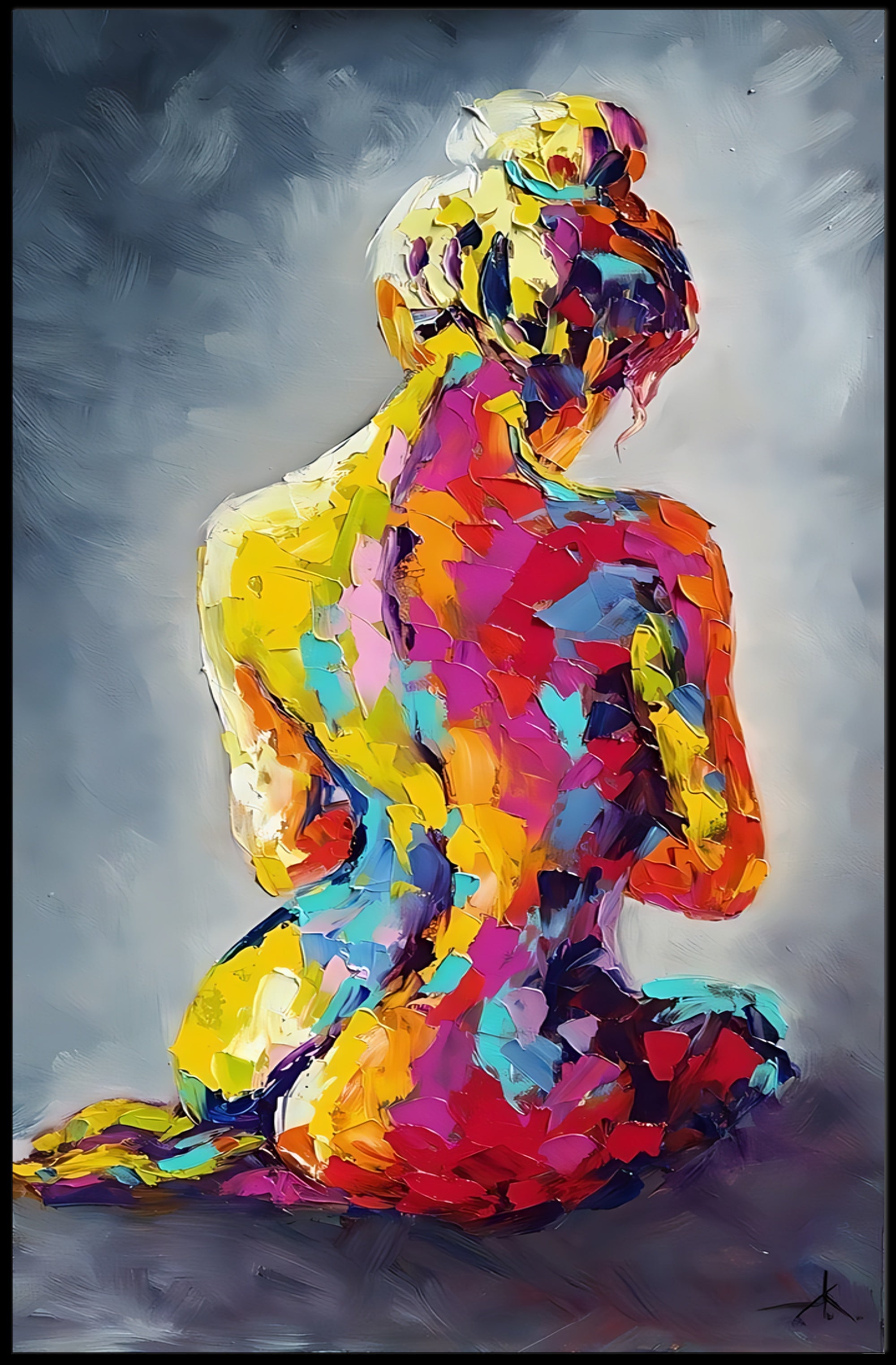 Abstract Human Form in Vibrant Colors - Artistic Poster PosterGoat