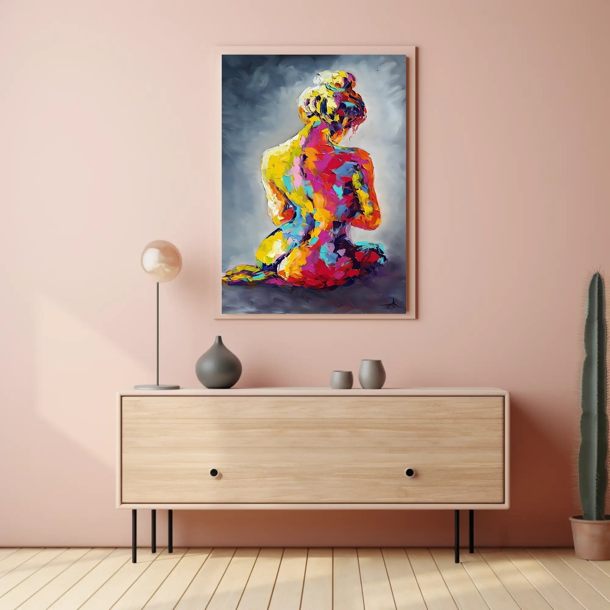 Abstract Human Form in Vibrant Colors - Artistic Poster PosterGoat